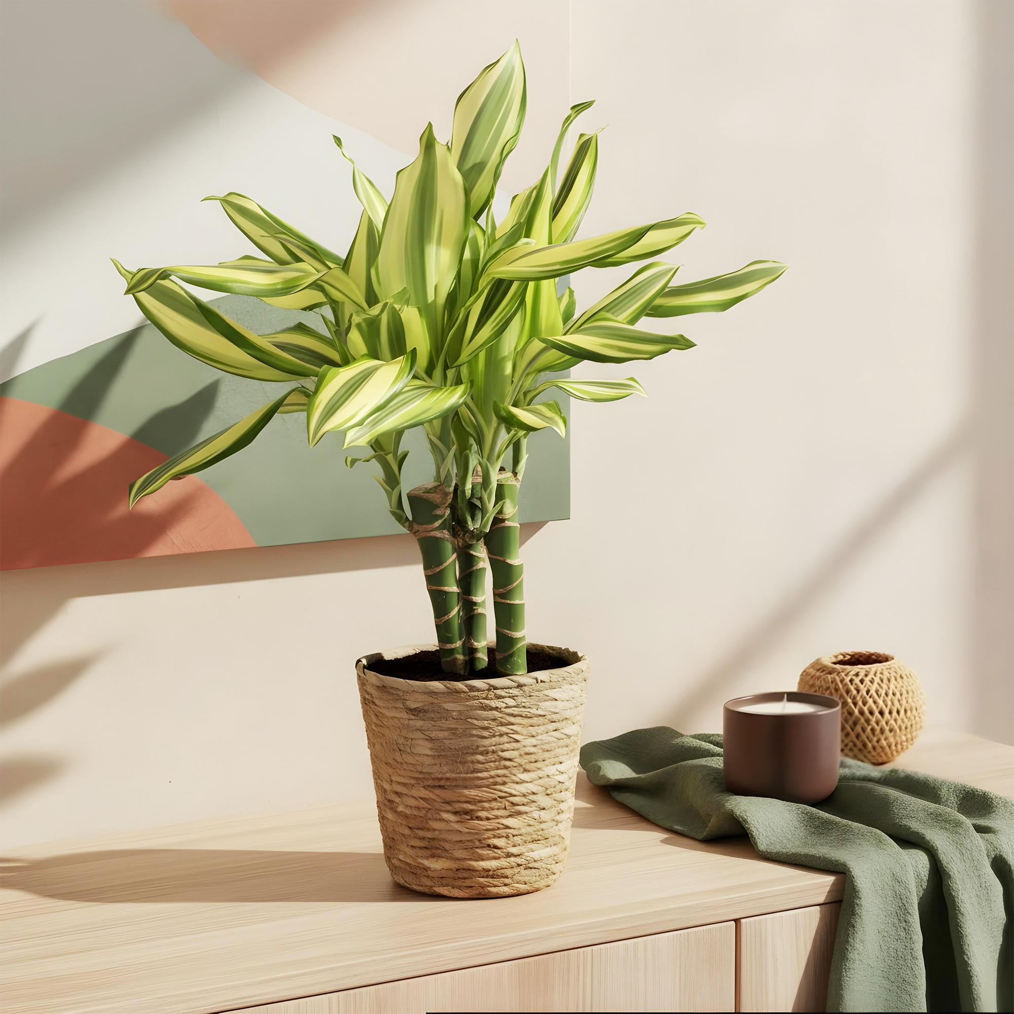 Green is... Kamerplanten - Dracaena fragrans Diamond Dream - Drakenbloedboom - Weinig onderhoud - Groen - 1 Plant - Pot 17cm - Hoogte 50-55cm