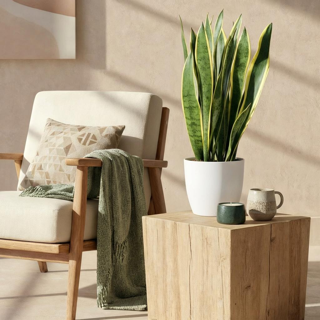 Kamerplanten - Sansevieria Laurentii - Vrouwentong - Weinig onderhoud - Groen - 1 Plant - met Potter Wit - Pot 21cm - Hoogte 70-80cm