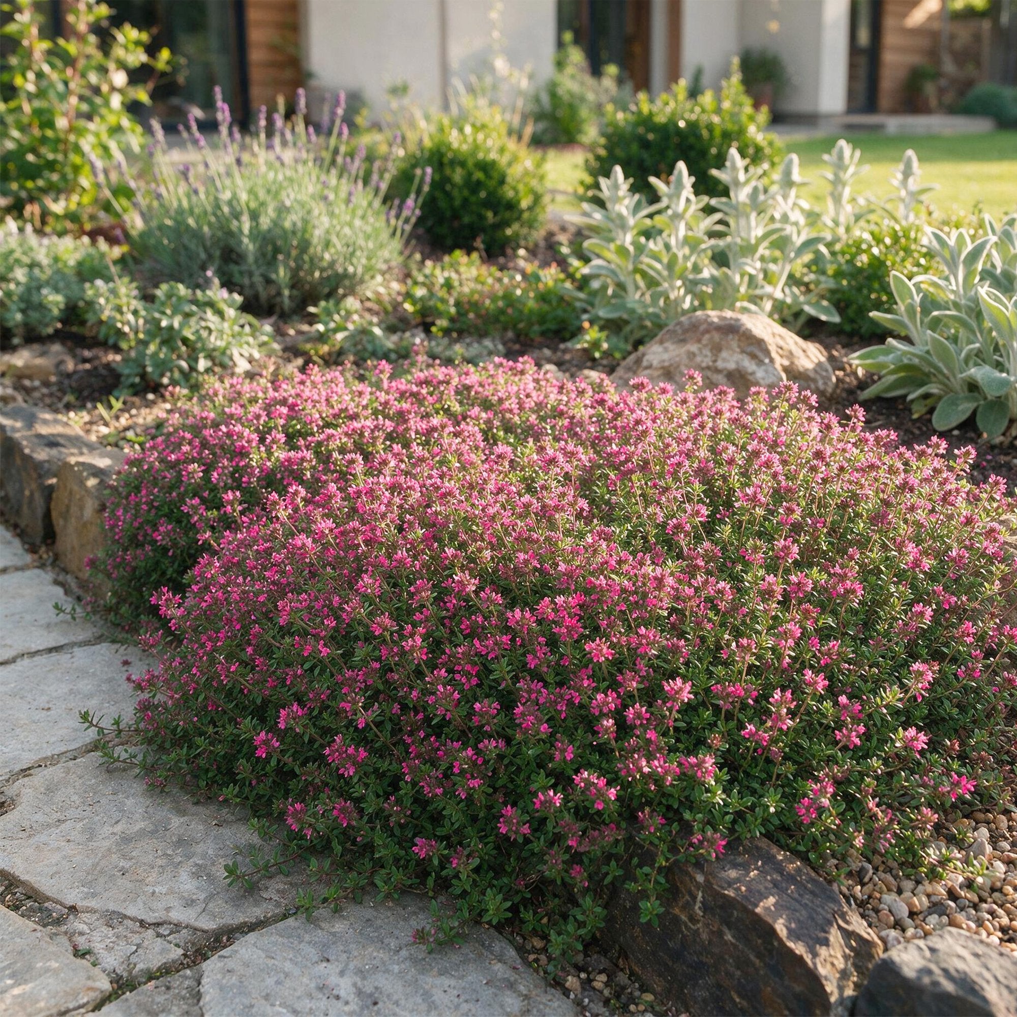 Vasteplant - Thymus praecox Red Carpet - KruipTijm - Geurend - Rood-Roze - 24 Planten - Pot 11cm - Hoogte 15-25cm