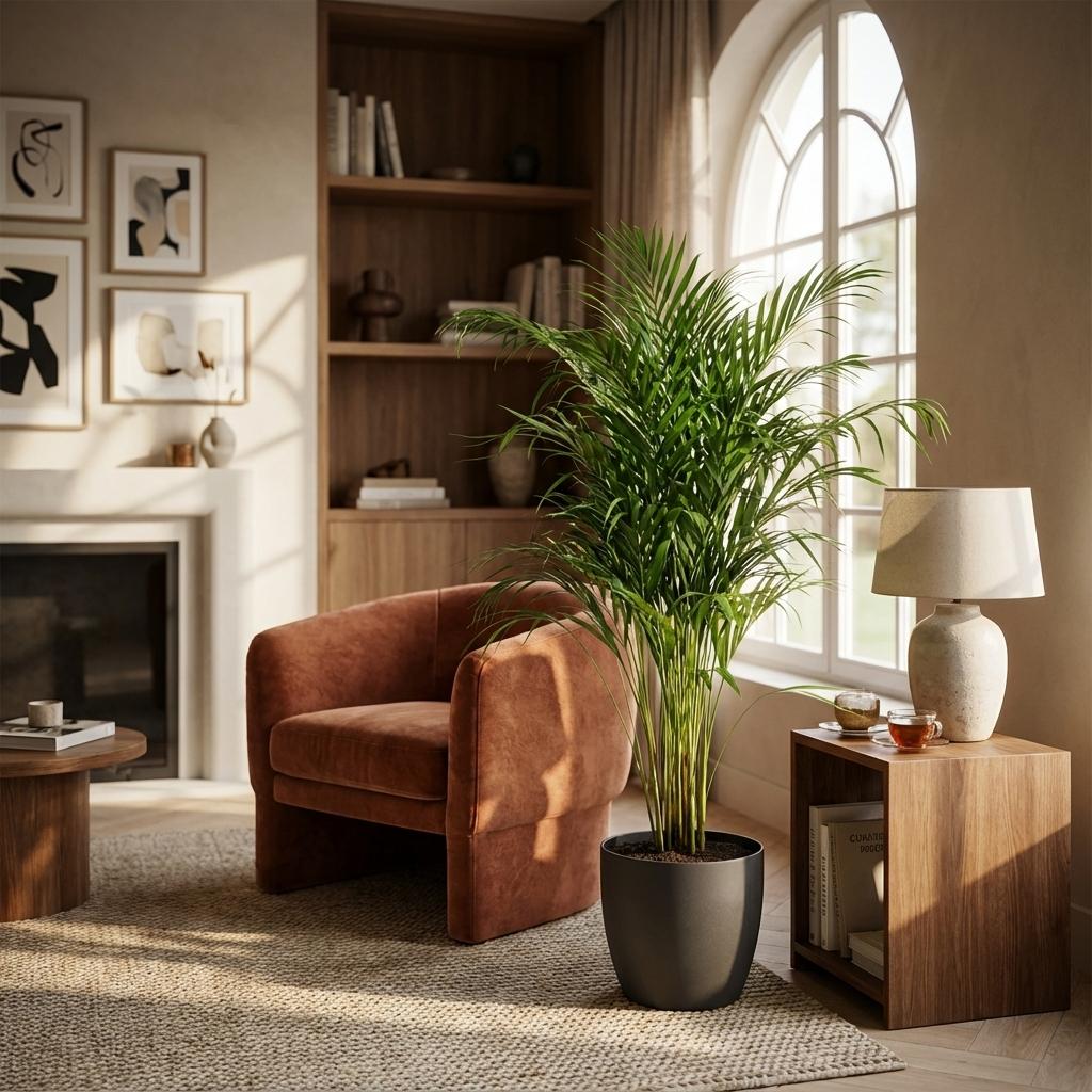 Areca Palm (Dypsis) mit Potter Grijs - 100cm - Ø21
