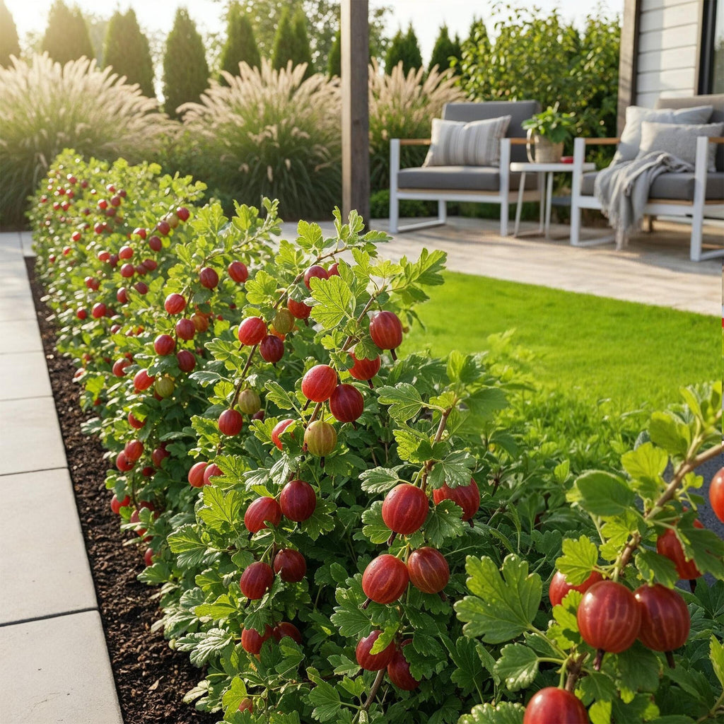 Fruitplanten - Kruisbes - Ribes uva-crispa Hinnonmaki Rod - Winterhard - 3 Planten - Pot 9 cm - Rode Bes