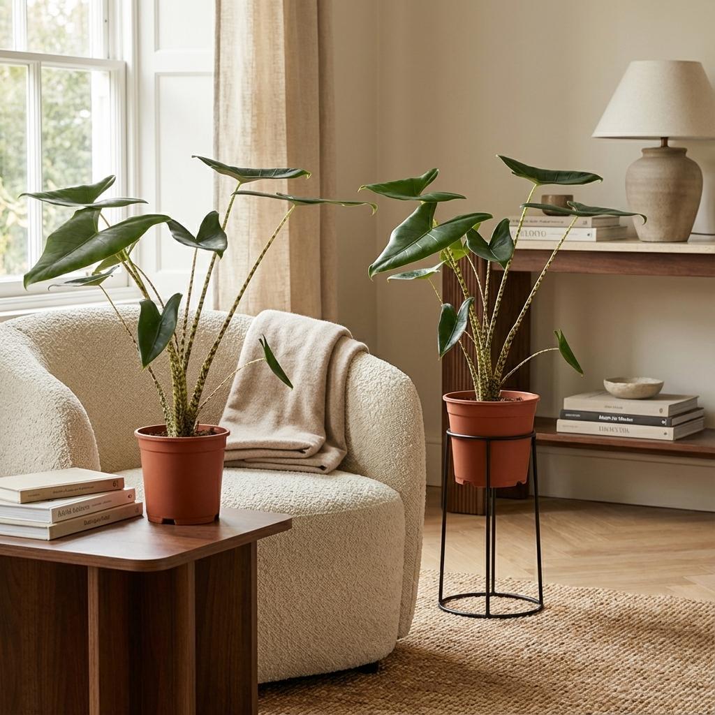 Alocasia Zebrina - 2 Stuks - Ø 21 cm - Hoogte: 70 - 75 cm