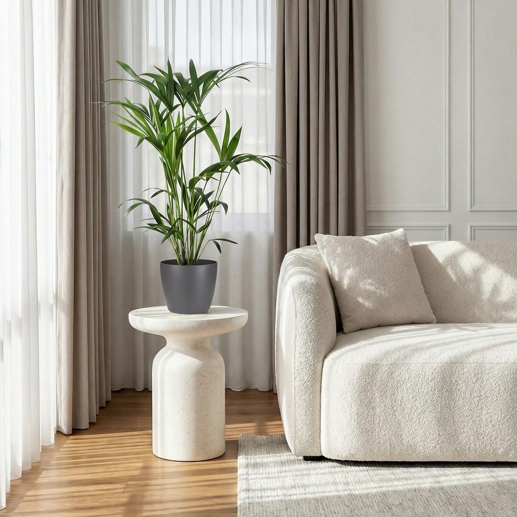 Kamerplant - Howea Forsteriana - Kentia Palm - Weinig Onderhoud - Groen - 1 Plant - met Potter Grijs - Pot 19cm - Hoogte 80-85cm