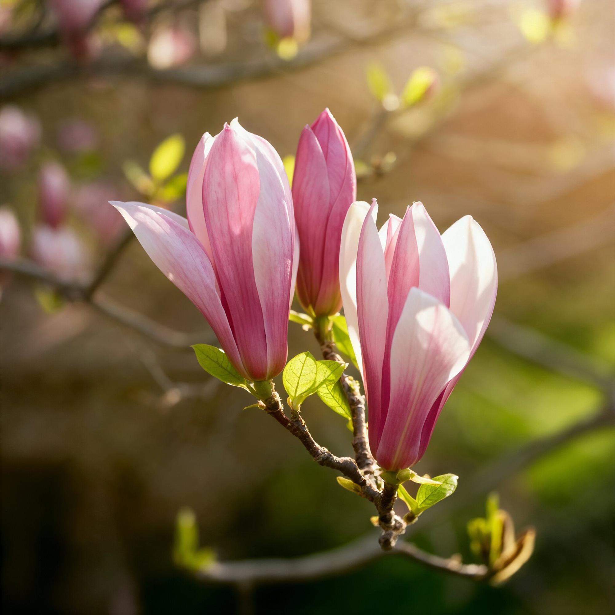 Tuinplant - Magnolia Ricki - Bloem Rood - 3 Planten - Bladverliezend - Weinig Onderhoud - Pot 12cm Hoogte 30cm