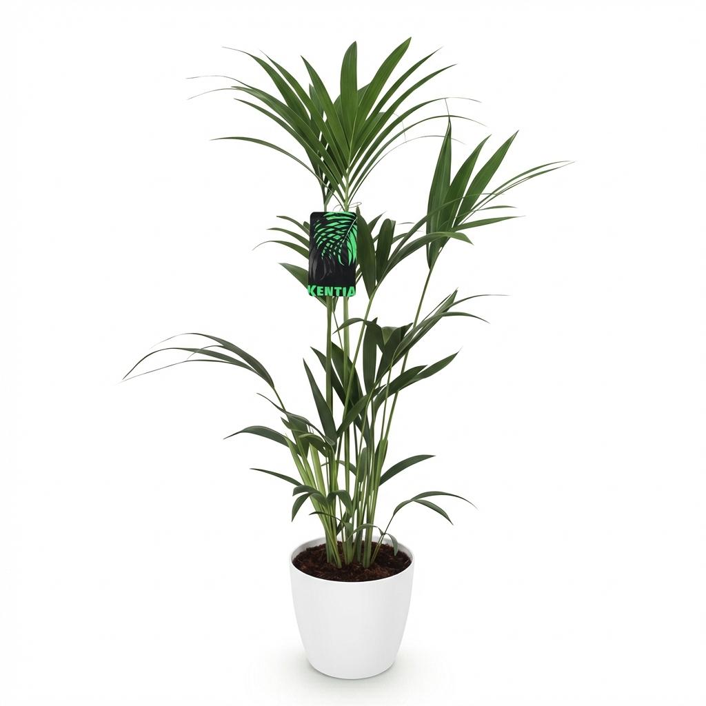 Kamerplant - Howea Forsteriana - Kentia Palm - Weinig Onderhoud - Groen - 1 Plant - met Potter Wit - Pot 21cm - Hoogte 120-130cm