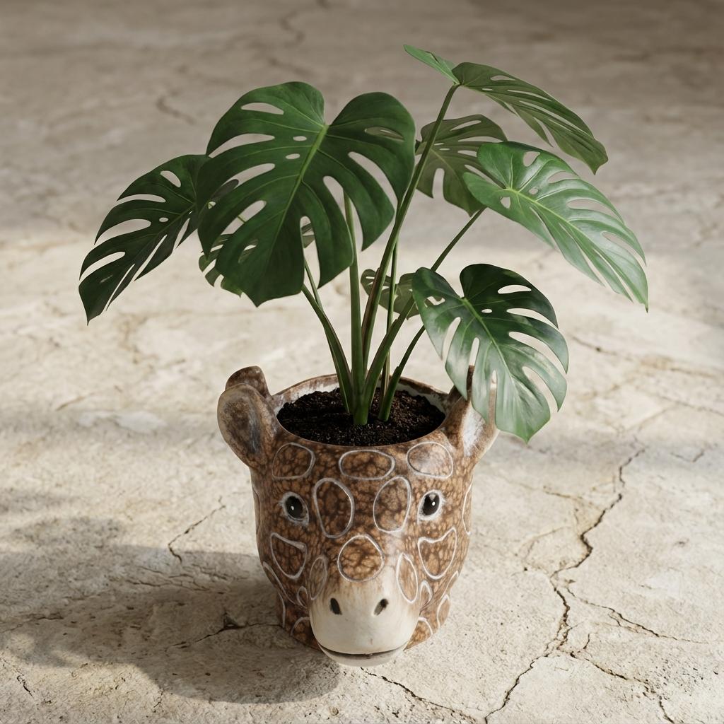 Planter Giraf D11/14x11cm - Bruin - D11/14x11cm