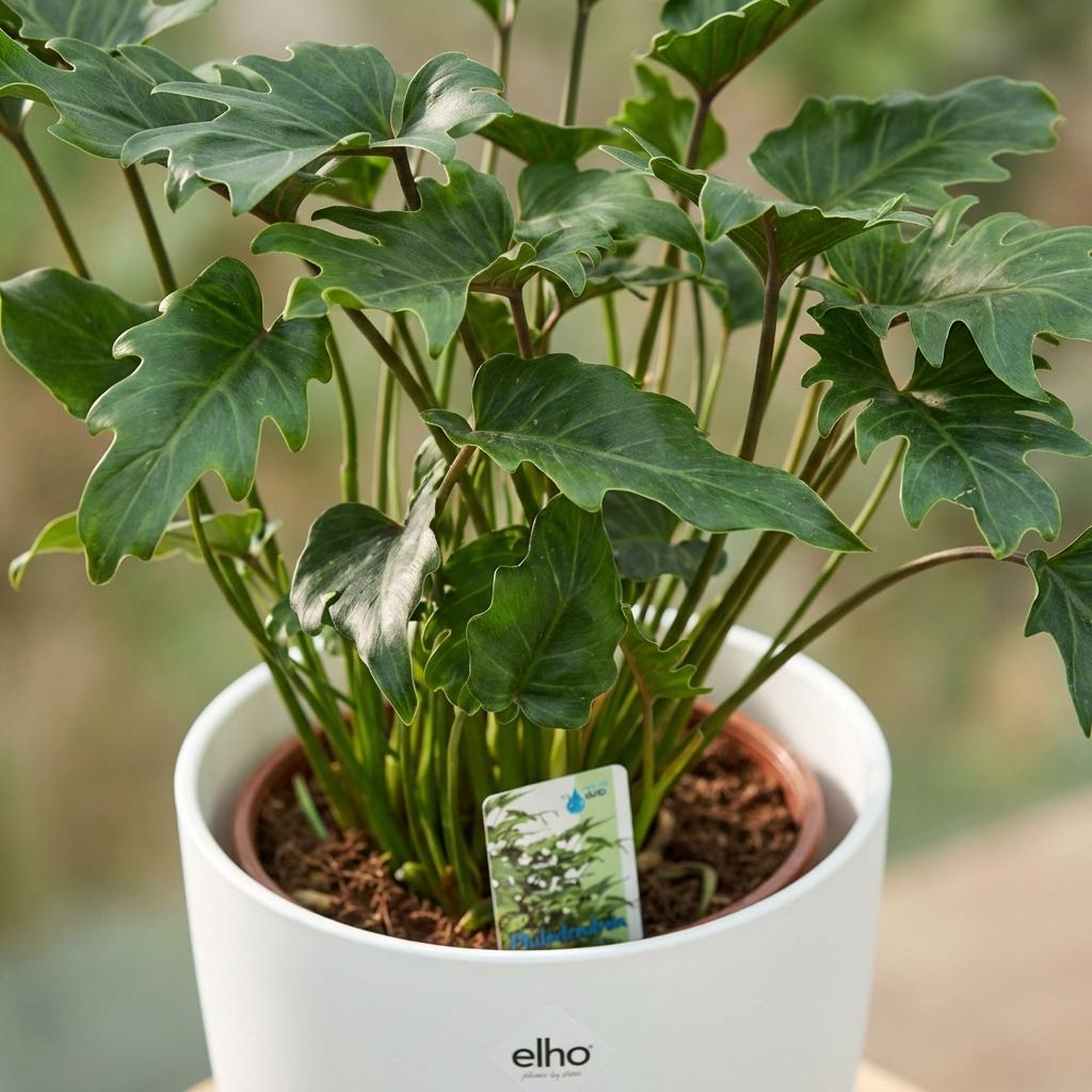 Kamerplant - Philodendron - Philodendron Xanadu - Groen - Weinig onderhoud - 1 Plant - met Potter Wit - Pot 19cm - Hoogte 60cm