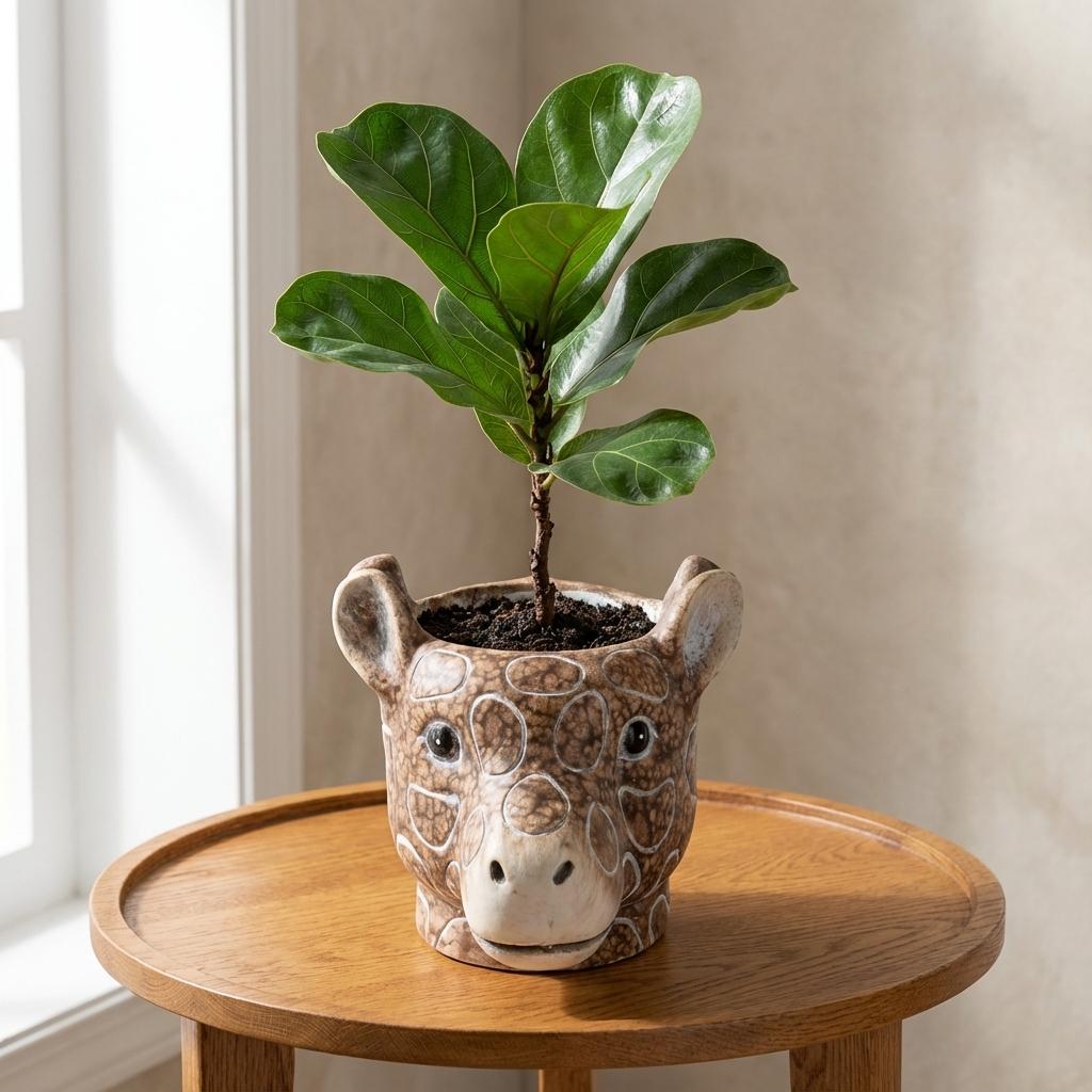 Planter Giraf D11/14x11cm - Bruin - D11/14x11cm