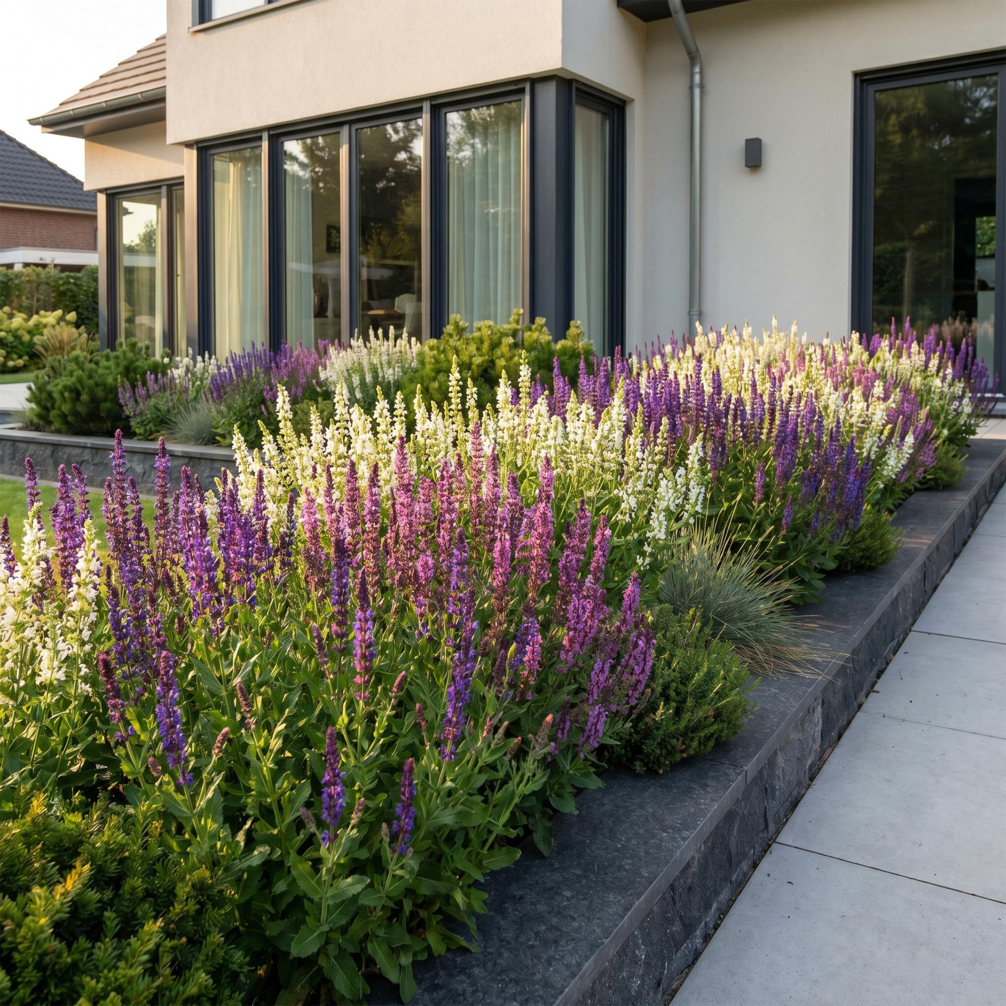Vasteplant - Salvia Tricolour - Salie - Geurend - Paars - Roze - Wit - 24 Planten - Pot 11cm - Hoogte 15-25cm