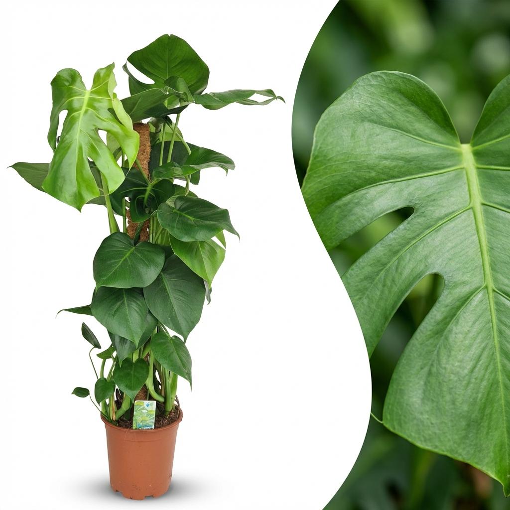 Kamerplant - Gatenplant - Monstera Deliciosa mosstok - Groen - Weinig onderhoud - 1 Plant - Pot 19cm - Hoogte 90cm