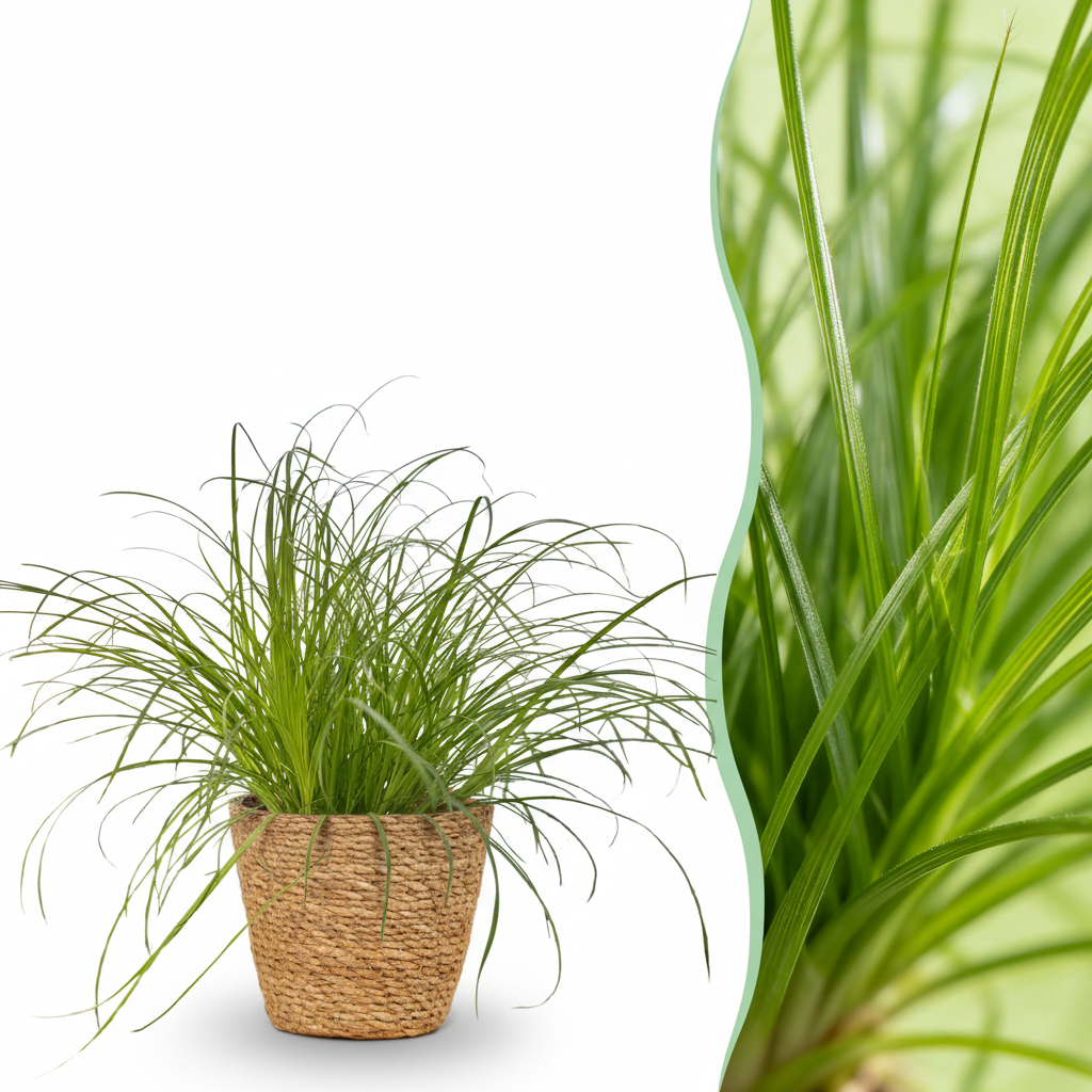 Kamerplant - Cyperus alternifolius Zumula - Kattengras - Huisdiervriendelijke Plant - Groen - 1 Plant - met Mand - Pot 12cm - Hoogte 20cm