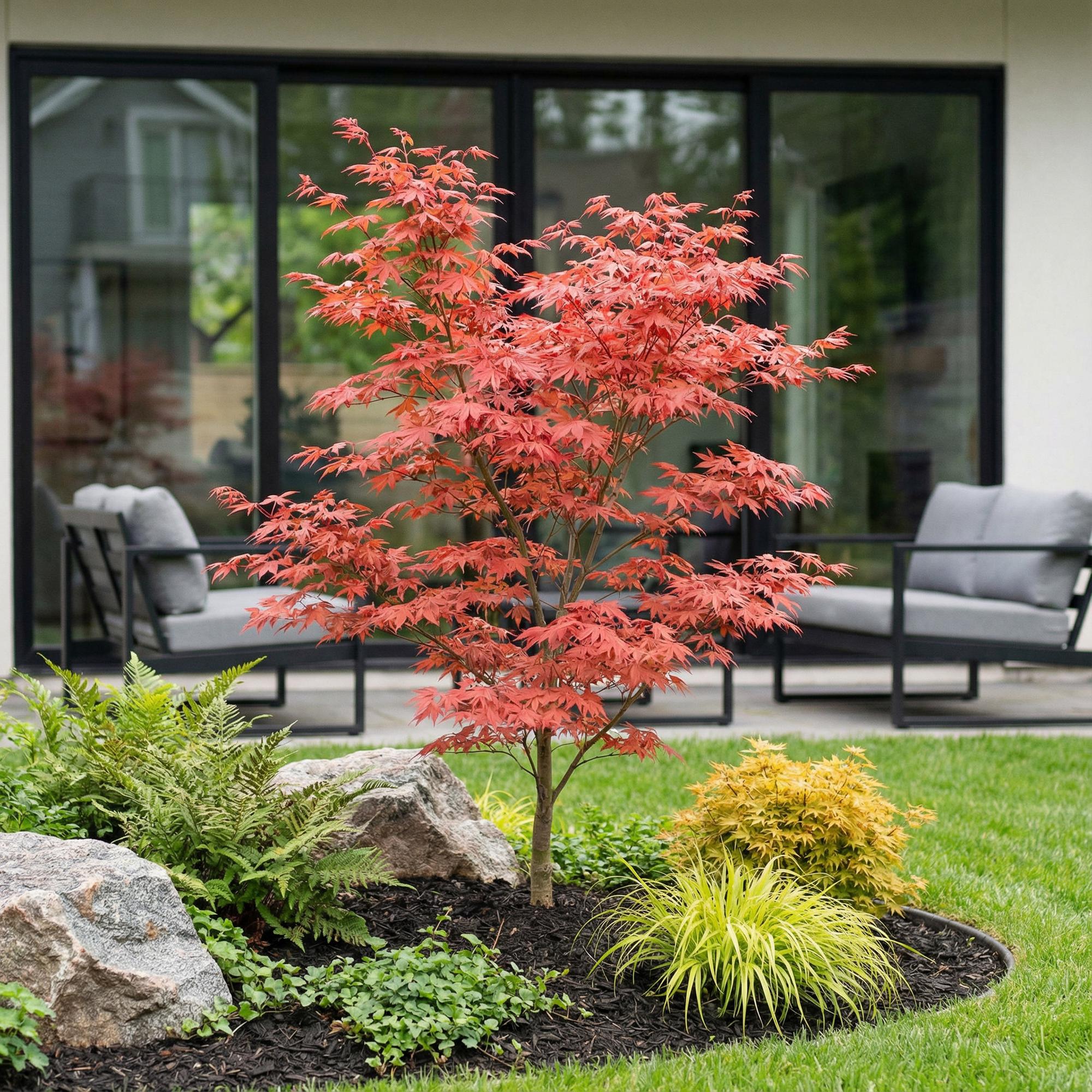 Tuinplant - Acer palmatum Atropurpureum - Japanse Esdoorn - Bladverliezend - Paars - 1 - Pot 26cm - Hoogte 90cm