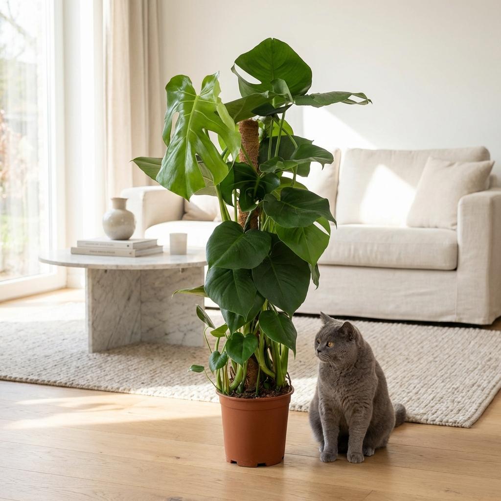 Kamerplant - Gatenplant - Monstera Deliciosa mosstok - Groen - Weinig onderhoud - 1 Plant - Pot 19cm - Hoogte 90cm