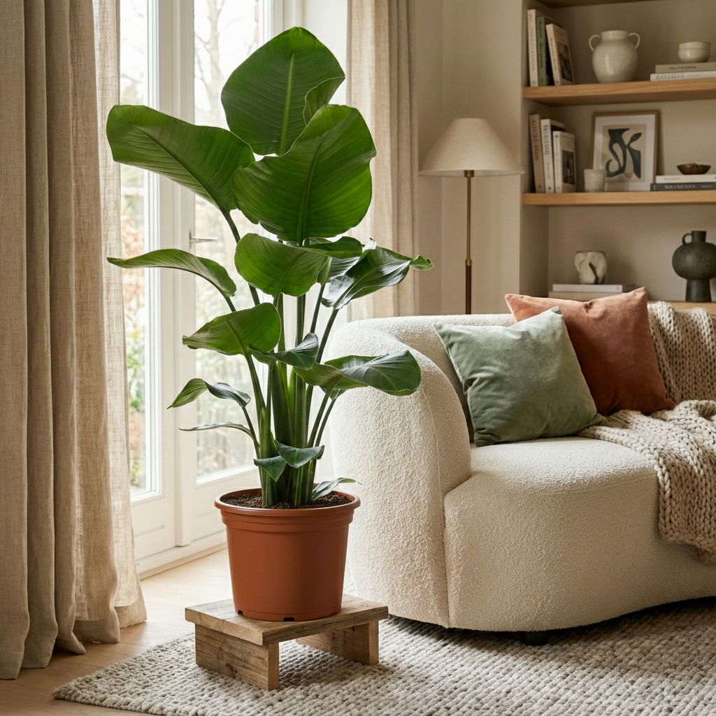 Kamerplant - Paradijsvogelplant - Stelitzia Nicolai - Groen - Weinig onderhoud - 1 Plant - Pot 19cm - Hoogte 80 - 90cm