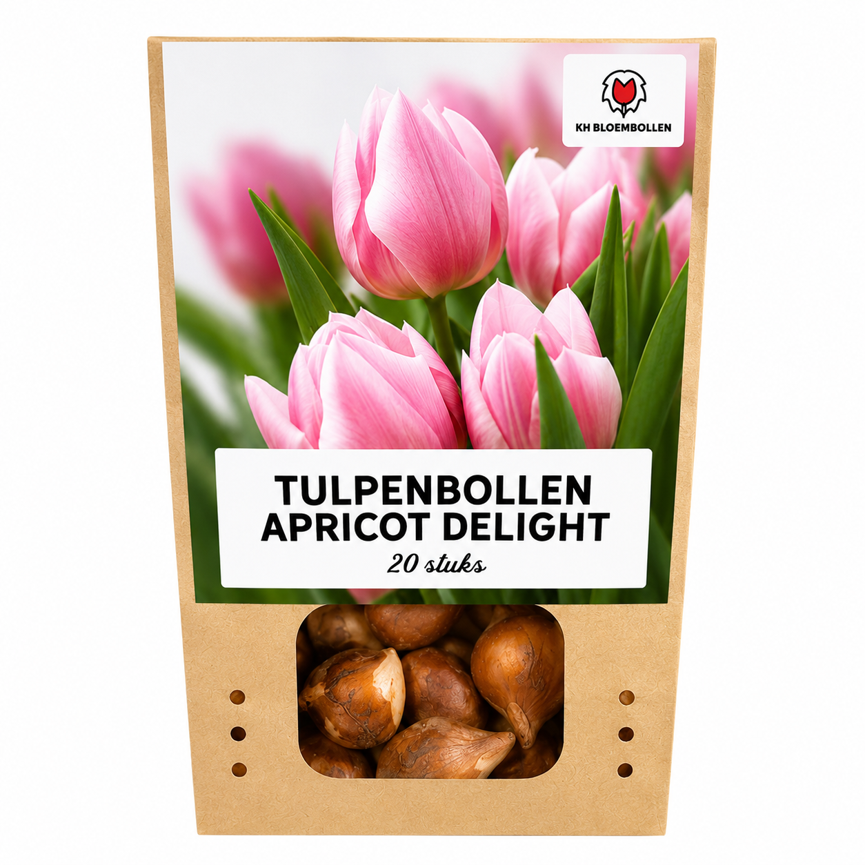 Tulpenbollen Apricot Delight – 20 Stuks | KH Bloembollen® | Roze Apricot Tulp – Zacht & Fris – Cadeau voor Tuin of Pot – Maat 11/12 – Vers van de Teler!