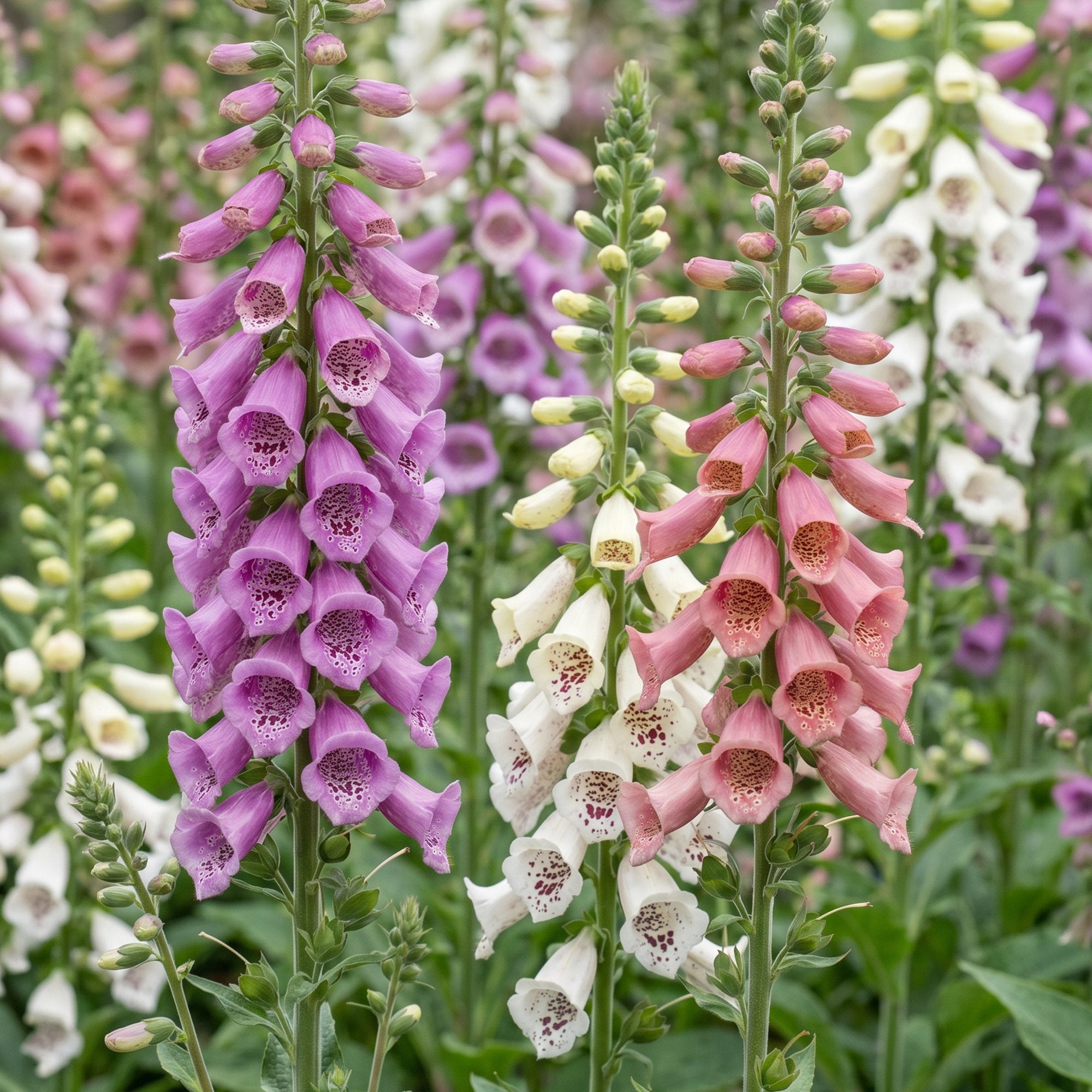 Vasteplant - Digitalis Tricolour - Vingerhoedskruid - Schaduw - Roze - Paars - Wit - 24 Planten - Pot 11cm - Hoogte 15-25cm