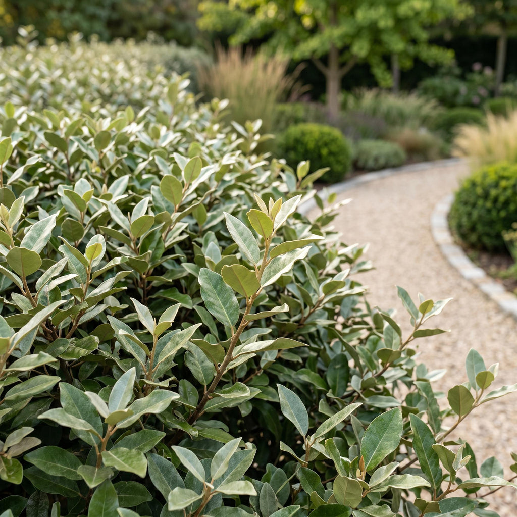 40x Eleagnus ebbingei Compacta - Olijfwilg - Haagplanten - Groenblijvend - Grijs - Pot 9cm - Hoogte 25-35cm