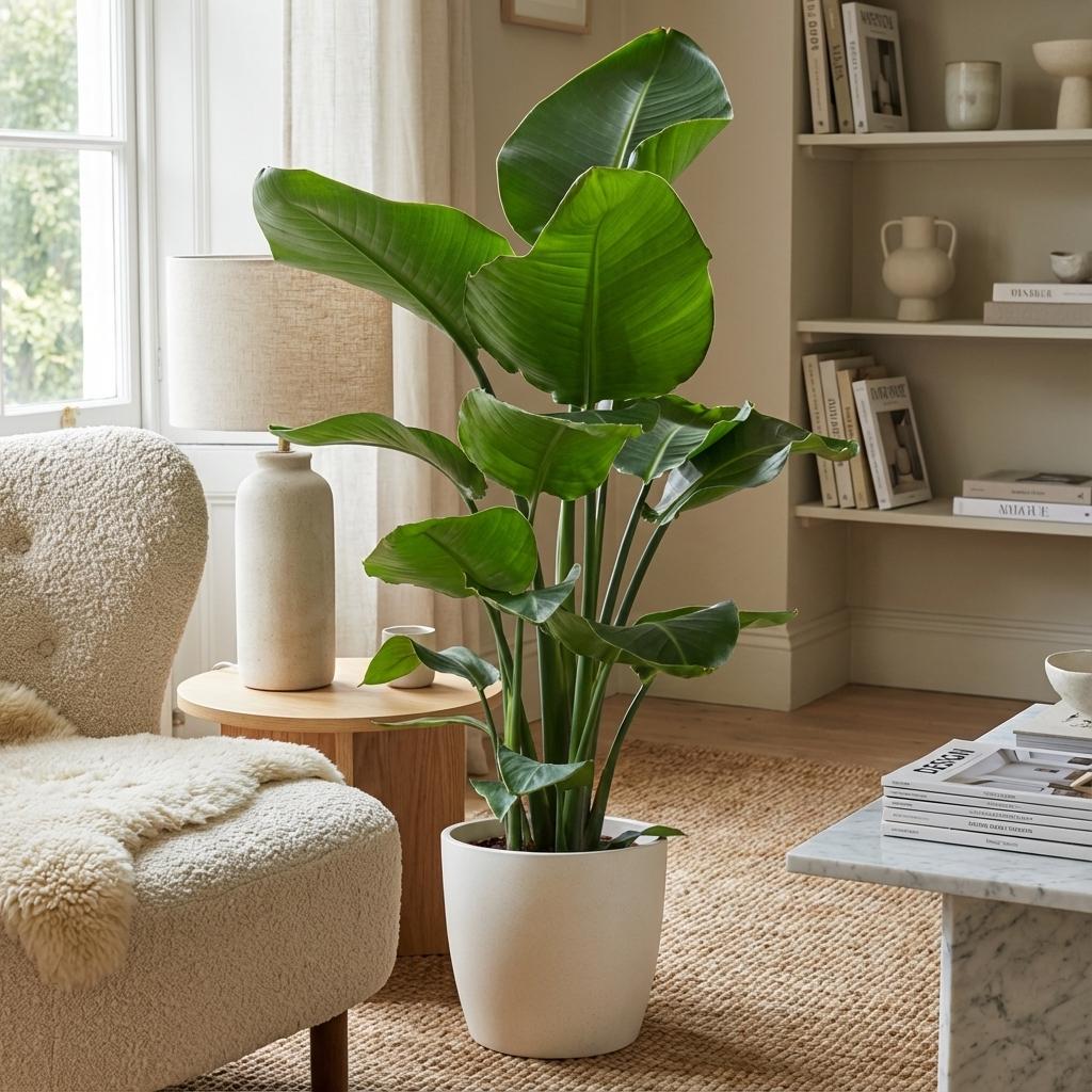 Strelitzia Nicolai met Potter pot wit - 80cm - Ø21