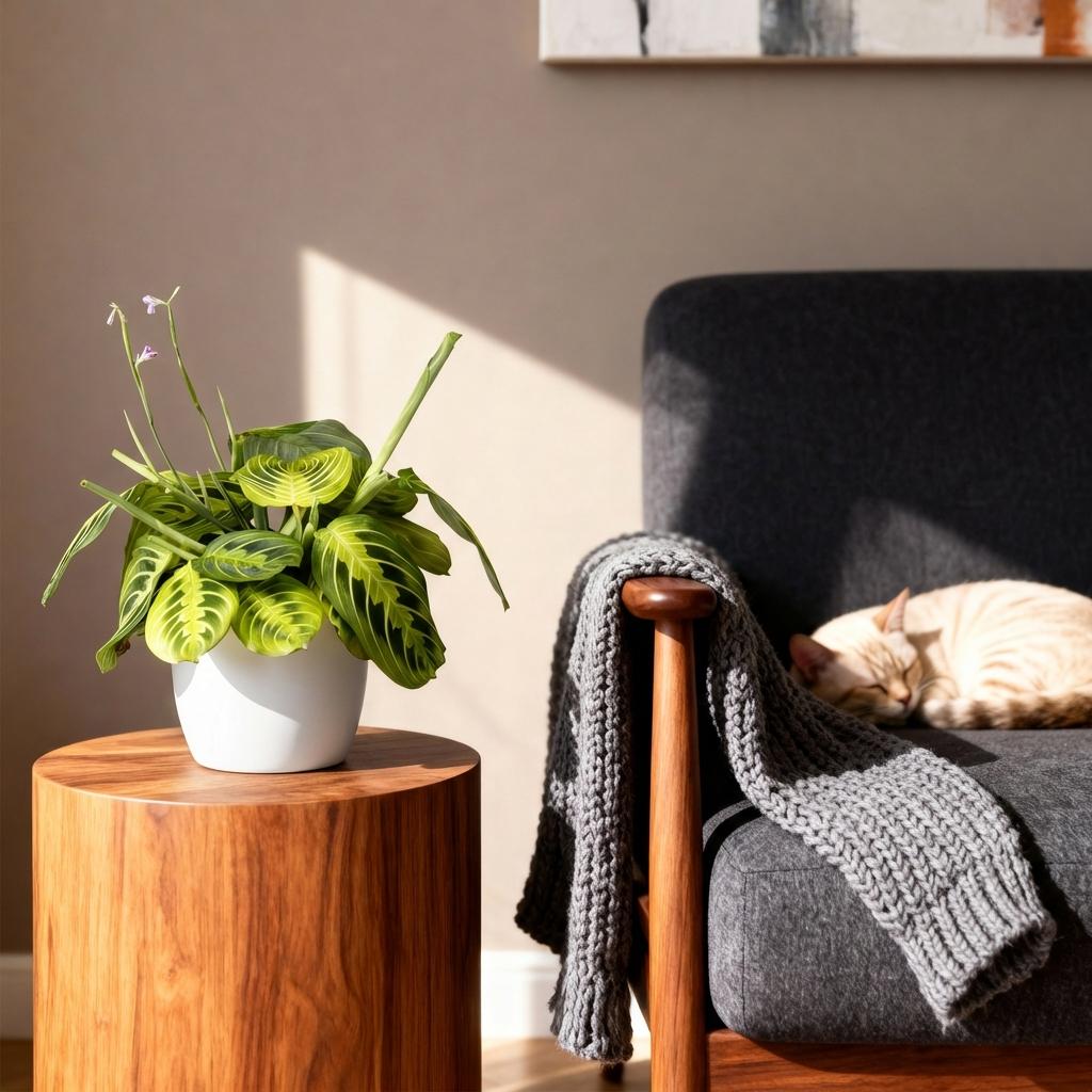 Kamerplant - Maranta Fascinator Lemon Lime - Gebedsplant - Huisdiervriendelijke Plant - Groen - 4 Planten - met Potter Wit - Pot 12cm - Hoogte 25cm
