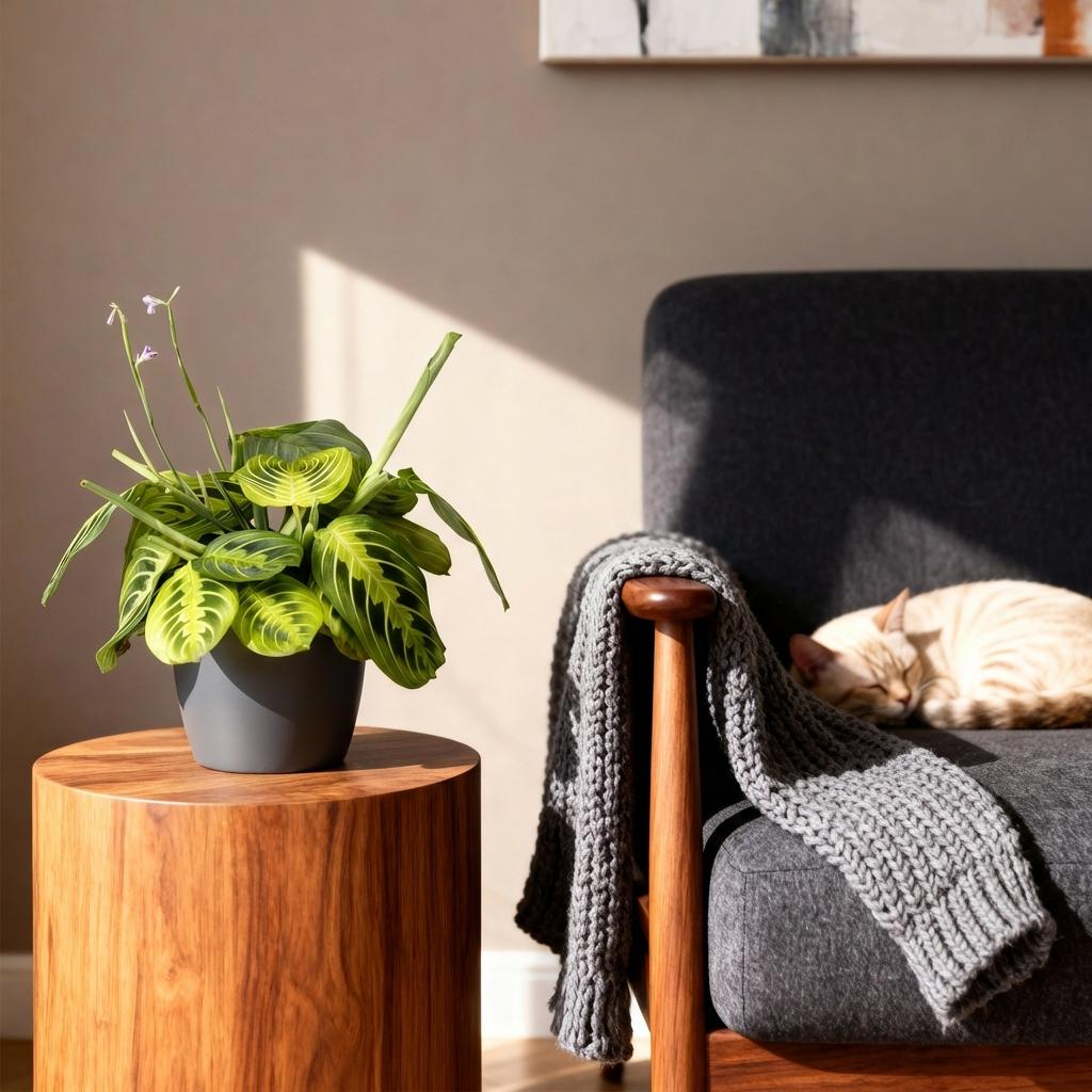 Kamerplant - Maranta Fascinator Lemon Lime - Gebedsplant - Huisdiervriendelijke Plant - Groen - 4 Planten - met Potter Grijs - Pot 12cm - Hoogte 25cm