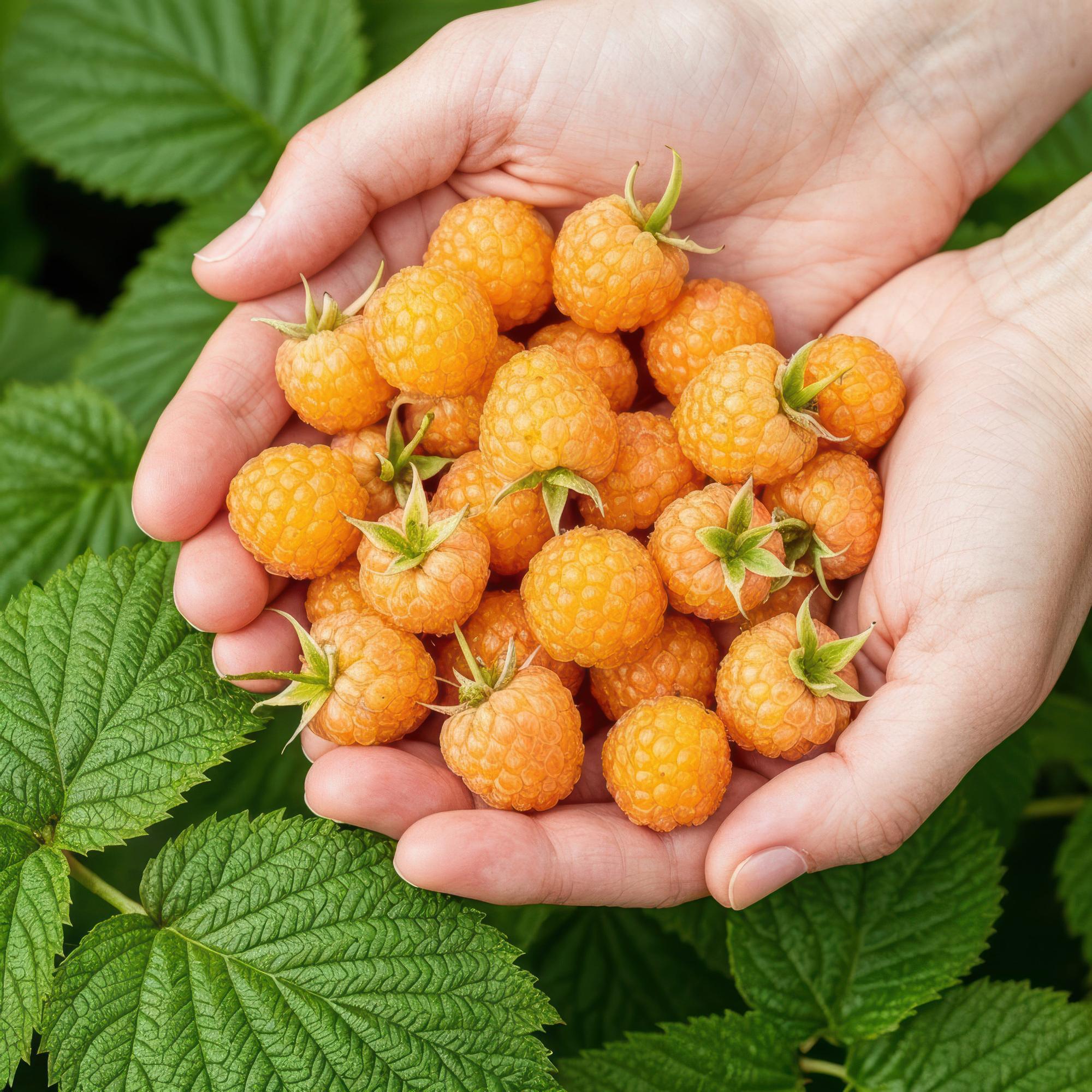 Fruitplanten - Framboos - Rubus idaeus Fallgold - Winterhard - 3 Planten - Pot 9 cm - Gele Framboos