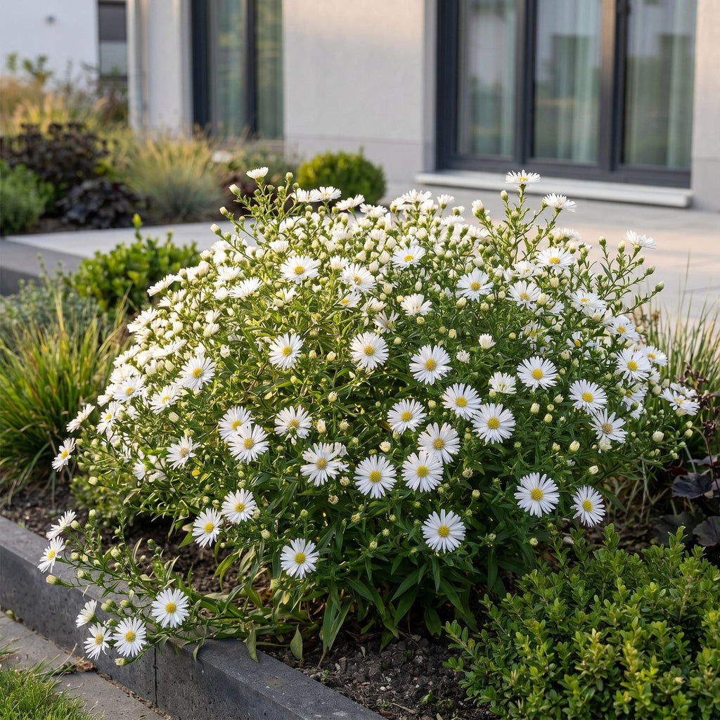 Vasteplant - Aster (D) Schneekissen - Zeeaster - Bijen en Vlinderlokkers - Wit - 3 Planten - Pot 11cm - Hoogte 15-25cm