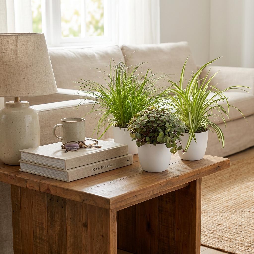 Kamerplant - Cyperus - Calissia - Chlorophytum - Mix van 3 - Huisdiervriendelijke Planten - Groen - 3 Planten - met Potter Wit - Pot 12cm - Hoogte 20cm