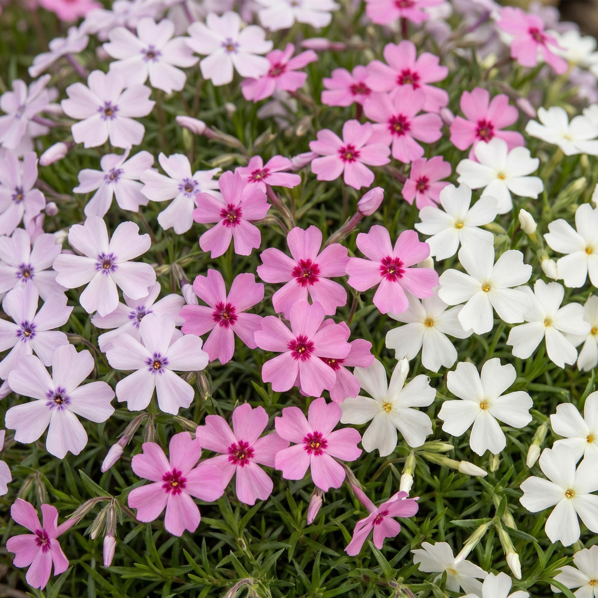 Vasteplant - Phlox Tricolour - Vlambloem - Bodembedekkend - Paars - Roze - Wit - 24 Planten - Pot 11cm - Hoogte 15-25cm