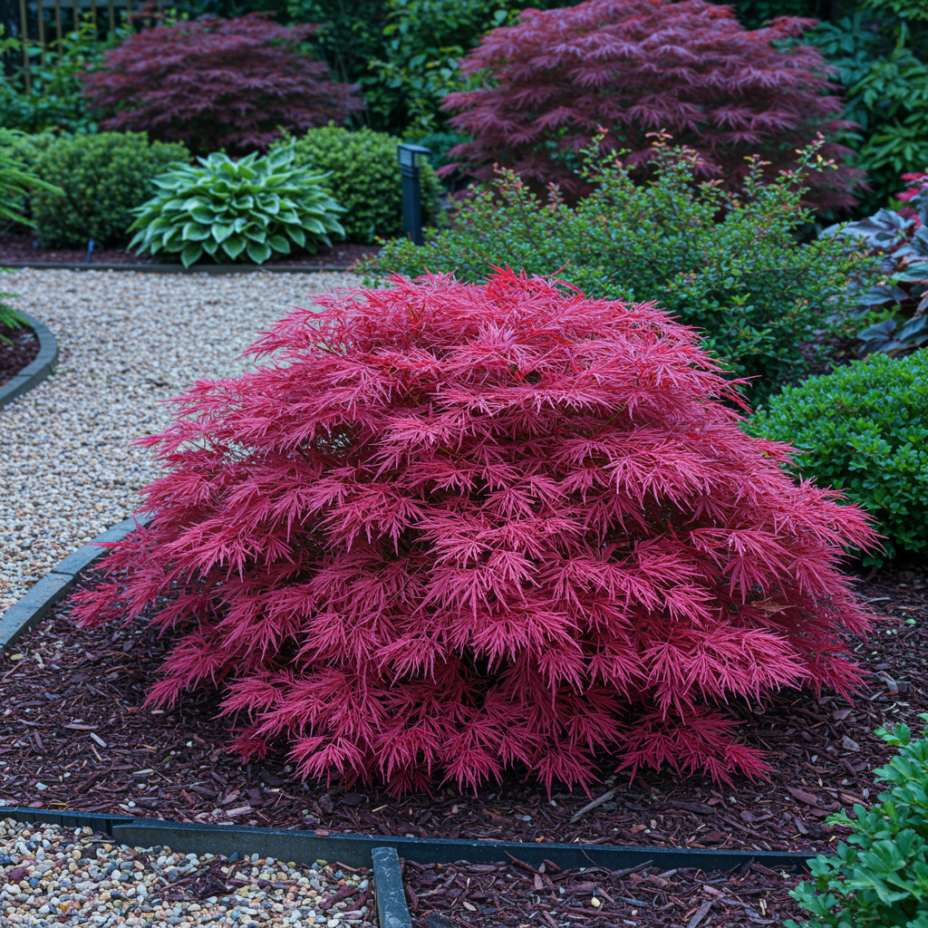 Terrasplant - Japanse Esdoorn - Acer palmatum Pink Dwarf - Roze - 2 Planten - Bladverliezend - Pot 19cm Hoogte 70cm