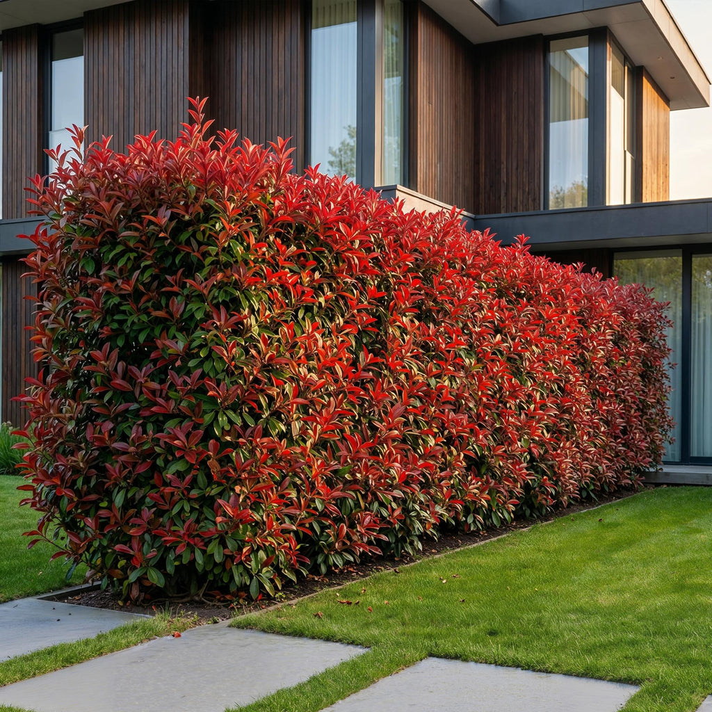 40x Photinia fraseri Carre Rouge - Glansmispel - Haagplanten - Groenblijvend - Rood - Pot 9cm - Hoogte 25-35cm