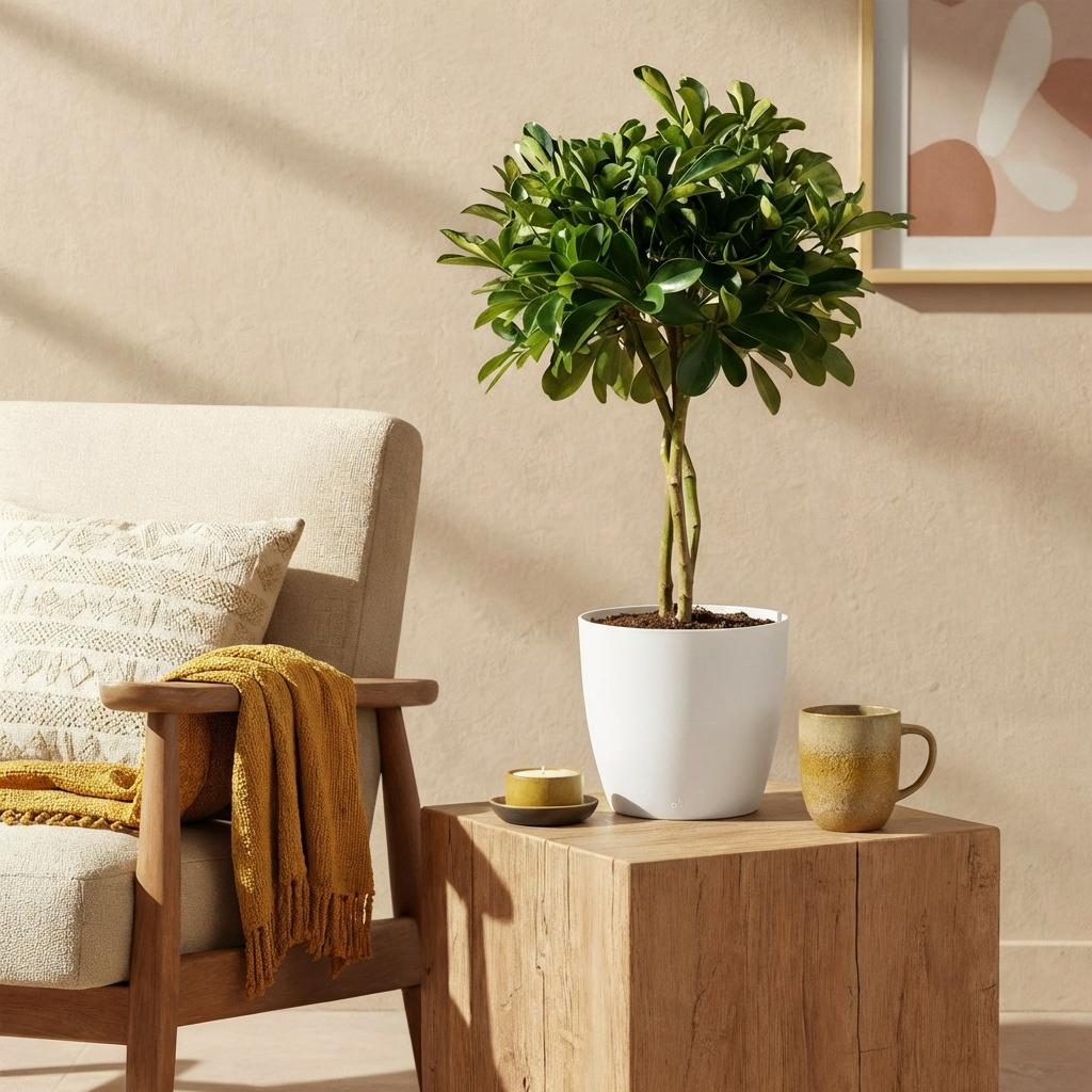 Kamerplanten - Schefflera Gold Capelle - Vingerboom - Weinig onderhoud - Groen - goud - 1 Plant - met Potter Wit - Pot 21cm - Hoogte 70-80cm