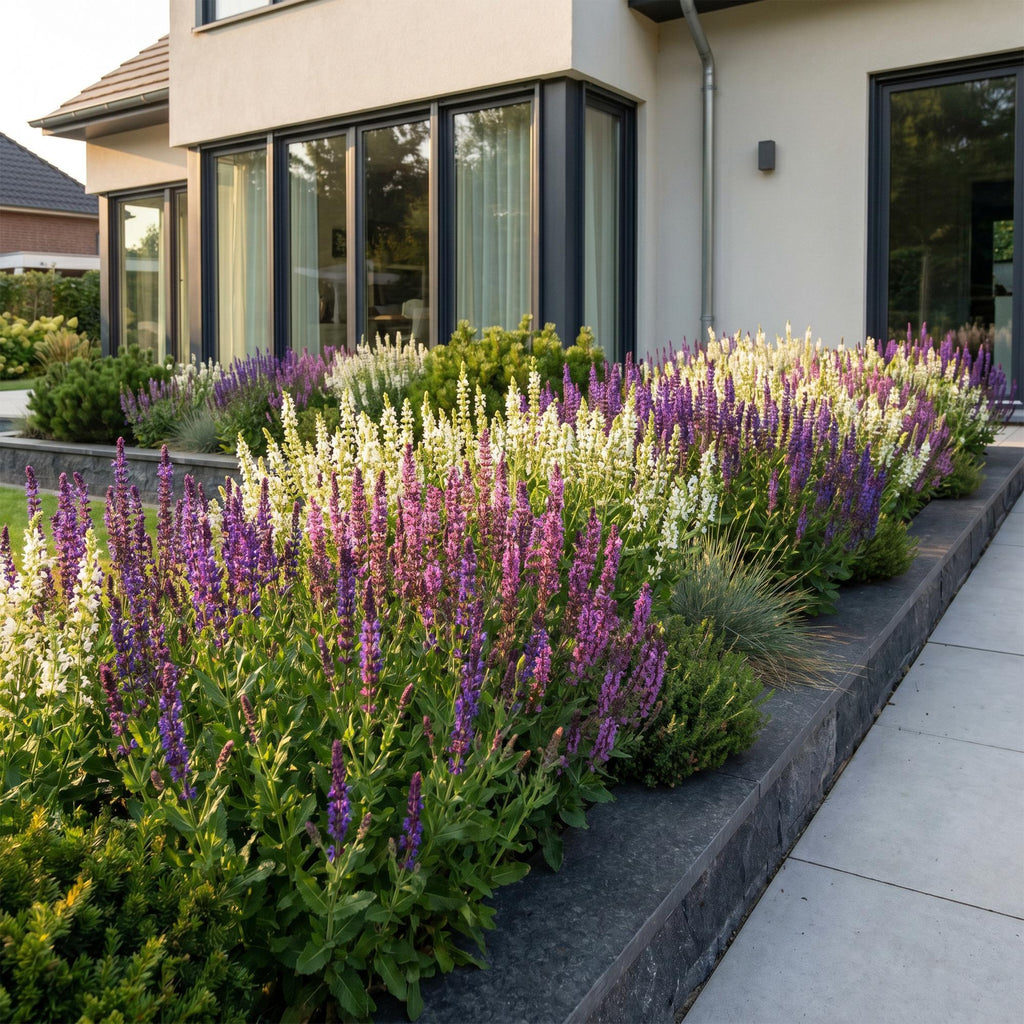 Vasteplant - Salvia Tricolour - Salie - Geurend - Paars - Roze - Wit - 6 Planten - Pot 11cm - Hoogte 15-25cm