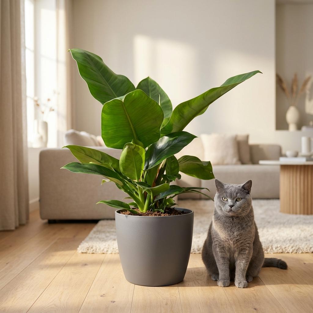 Kamerplant - Philodendron - Philodendron Imperial Green - Groen - Weinig onderhoud - 1 Plant - met Potter Grijs - Pot 19cm - Hoogte 65cm