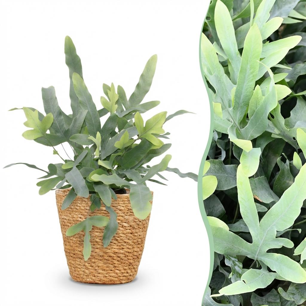 Kamerplant - Phlebodium aureum Blue Star - Blauwe Varen - Huisdiervriendelijke Plant - Blauw - 1 Plant - met Mand - Pot 12cm - Hoogte 25cm