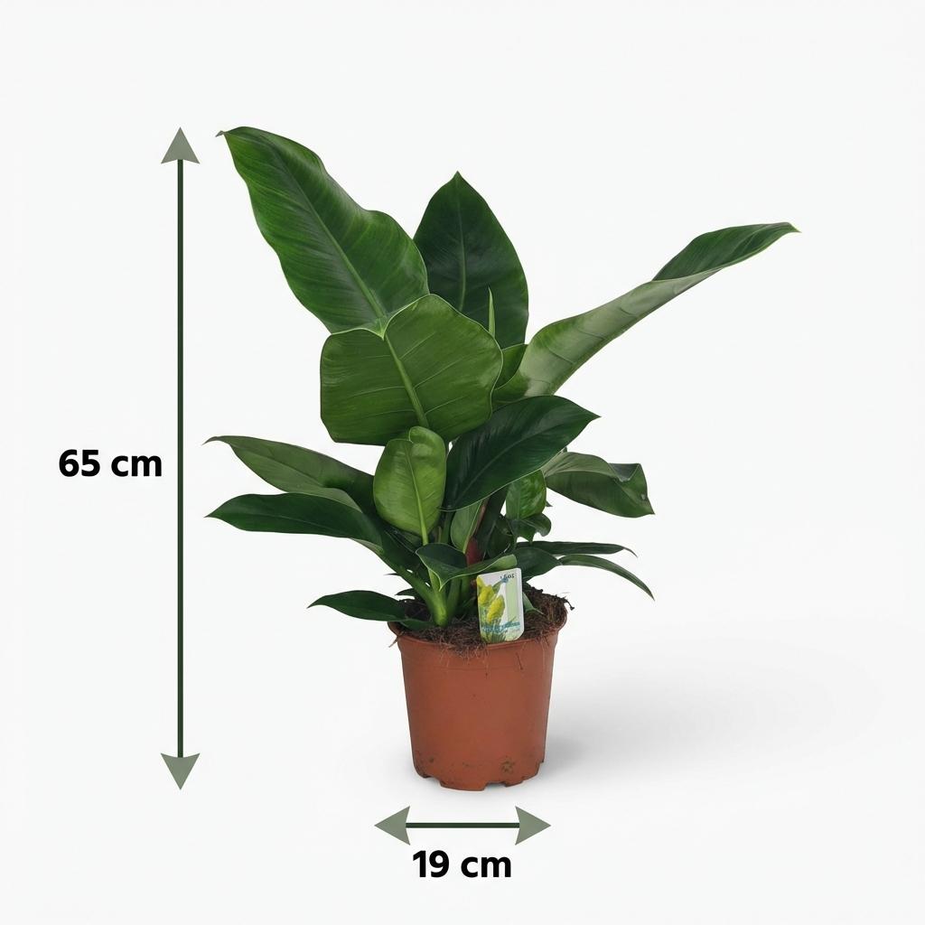 Kamerplant - Philodendron - Philodendron Imperial Green - Groen - Weinig onderhoud - 1 Plant - Pot 19cm - Hoogte 65cm