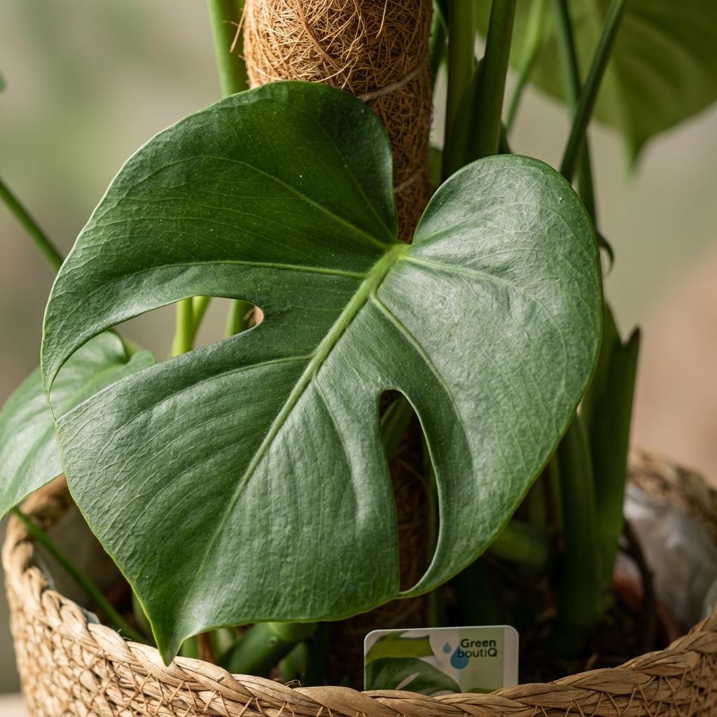 Kamerplant - Gatenplant - Monstera Deliciosa mosstok - Groen - Weinig onderhoud - 1 Plant - met Mand - Pot 19cm - Hoogte 90cm