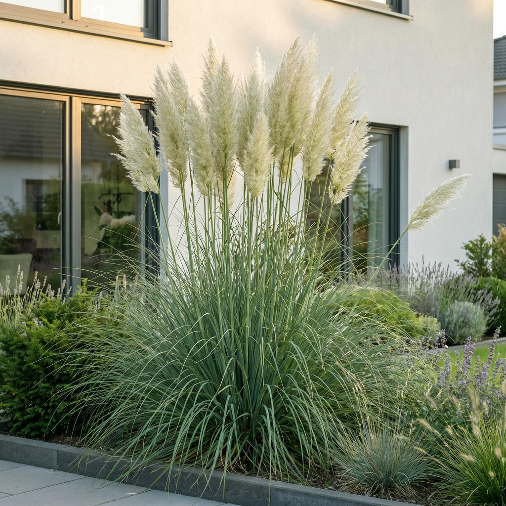 Grassen - Cortaderia sell. Pumila - Dwergpampasgras - Met Pluim - Grijs - 1 Plant - Pot 11cm - Hoogte 15-25cm