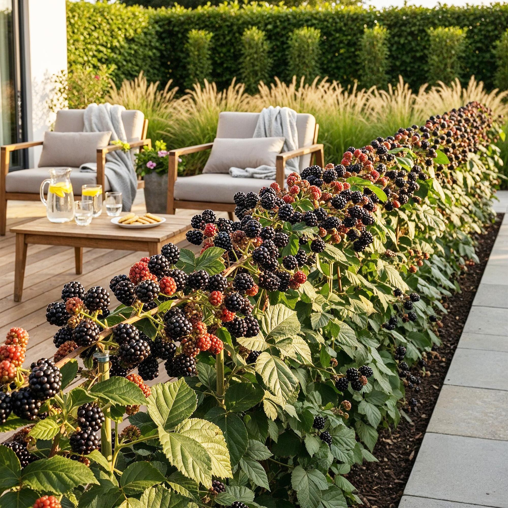 Fruitplanten - Braam - Rubus Black Satin - Winterhard - 6 Planten - Pot 9 cm - Zwarte Braam