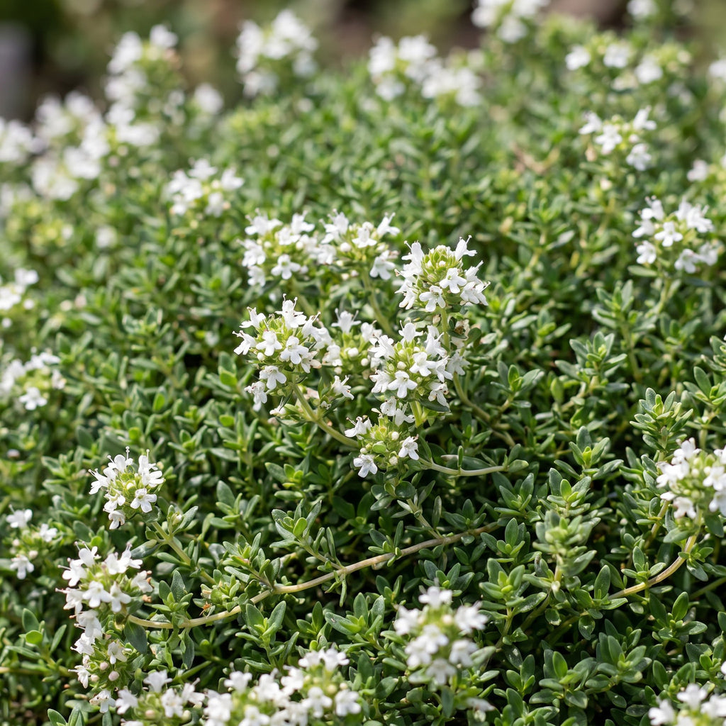 Vasteplant - Thymus praecox Albiflorus - Witte kruiptijm - Geurend - Wit - 12 Planten - Pot 11cm - Hoogte 15-25cm