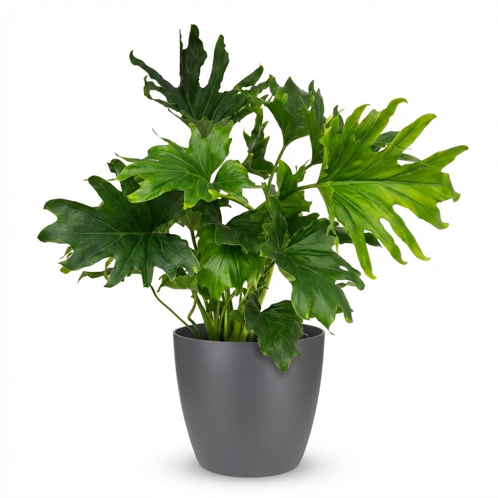 Kamerplant - Philodendron - Philodendron Lickety split - Groen - Weinig onderhoud - 1 Plant - met Potter Grijs - Pot 19cm - Hoogte 70cm