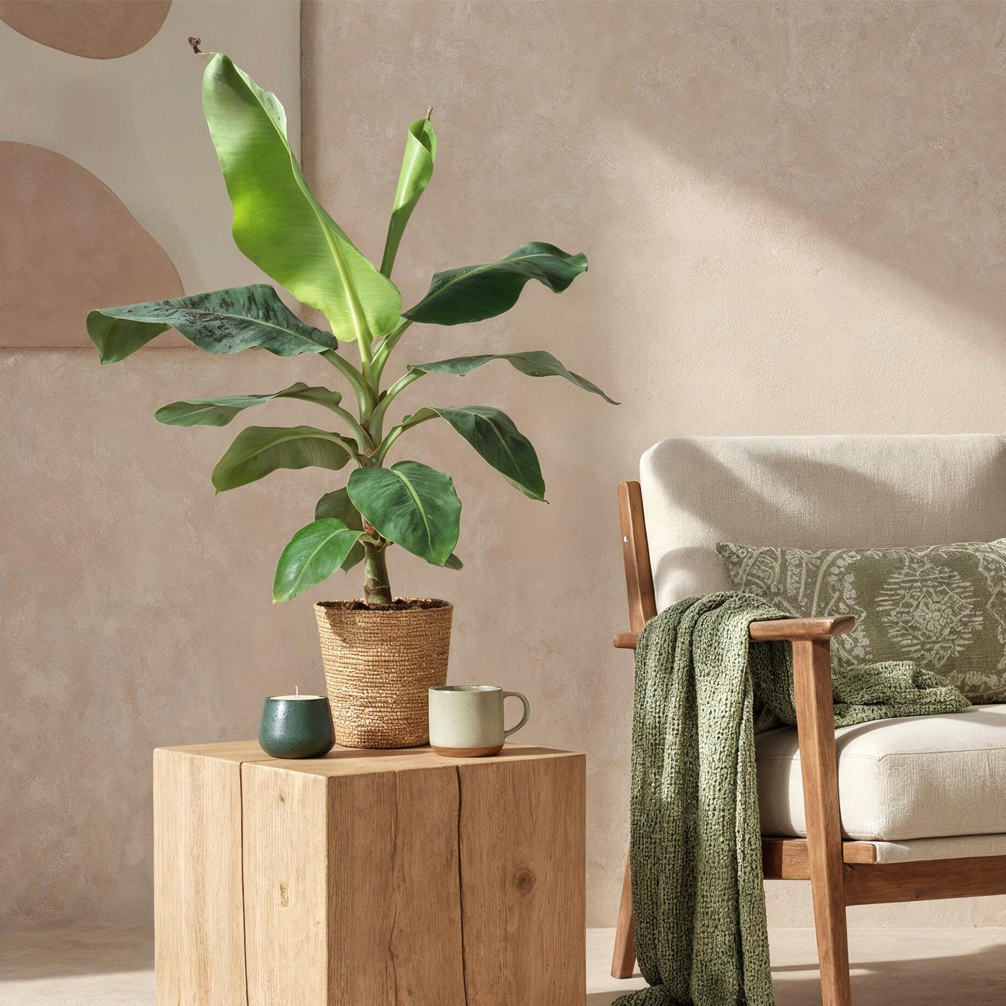 Green is... Kamerplanten - Musa acuminata Dwarf Cavendisch - Bananenplant - Weinig onderhoud - Groen - 1 Plant - Pot 21cm - Hoogte 70-75cm