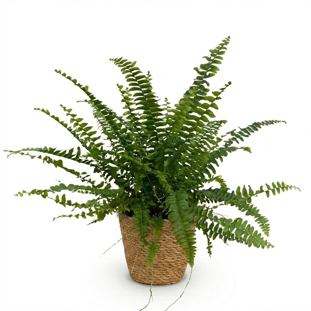 Kamerplant - Nephrolepsis exaltata Green Lady - Varen - Huisdiervriendelijke Plant - Groen - 1 Plant - met Mand - Pot 12cm - Hoogte 25cm