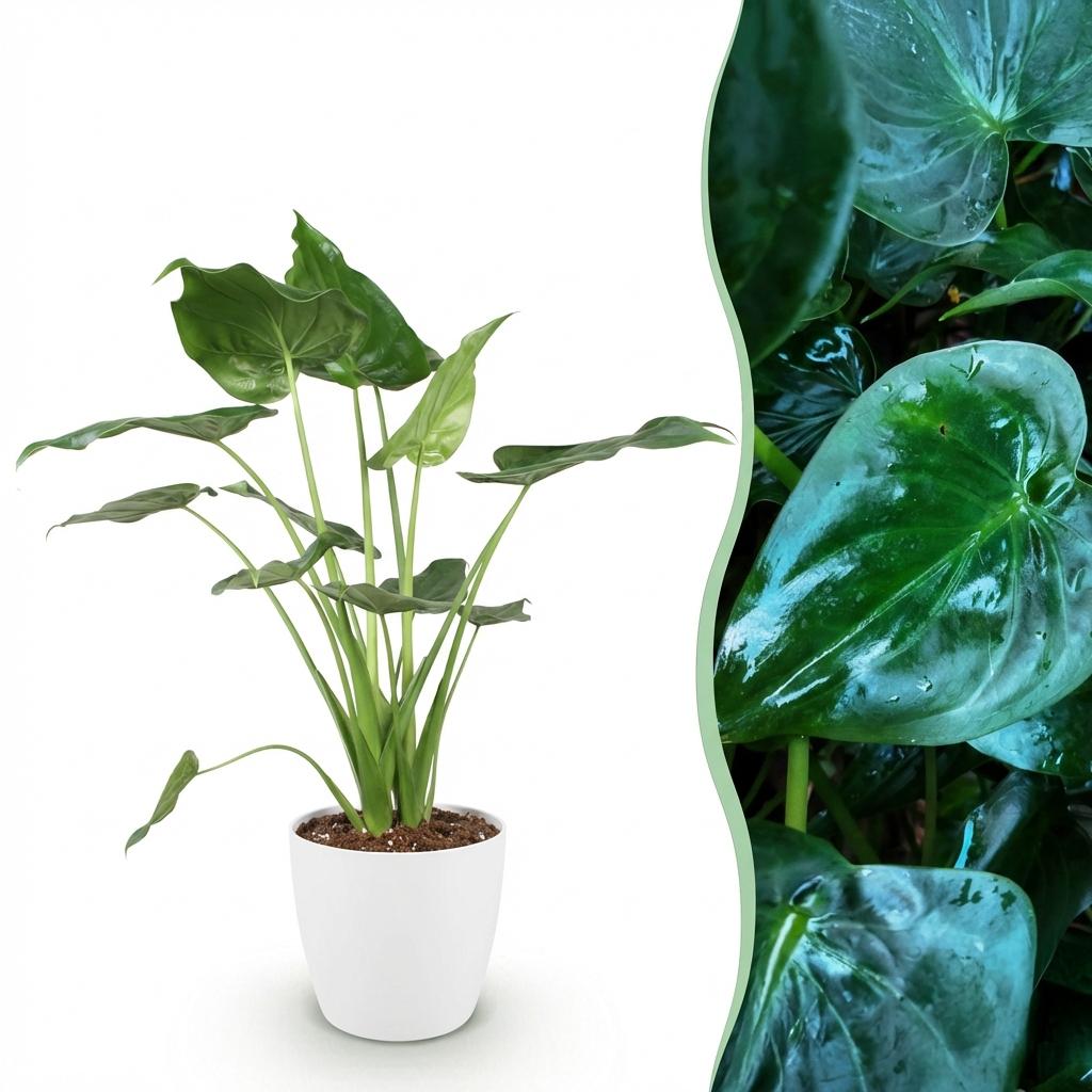Kamerplanten - Alocasia Cucullata - Boeddha,s hand - Weinig onderhoud - Groen - 1 Plant - met Potter Wit - Pot 21cm - Hoogte 65-70cm