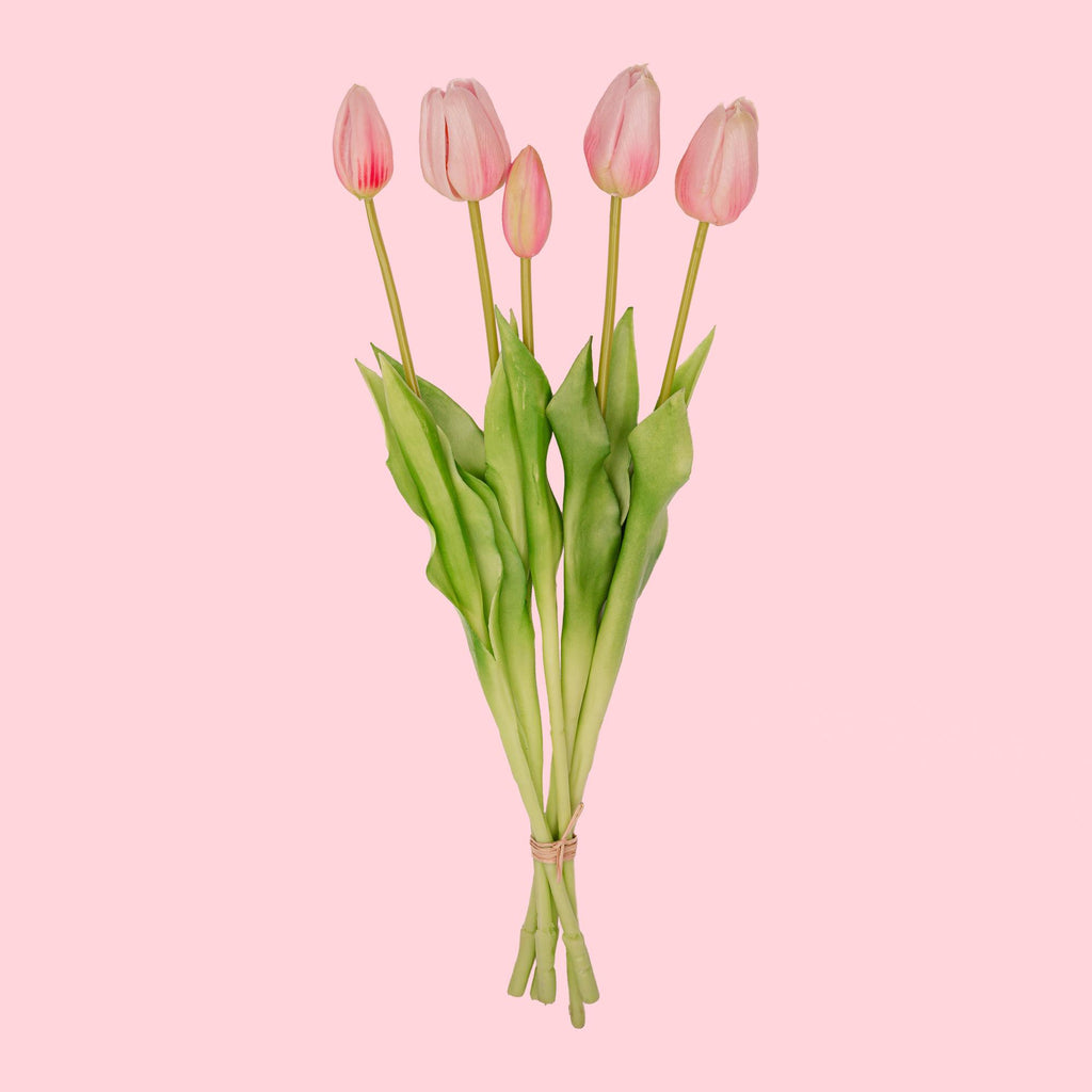 Tulpen boeket Roze - 10 stuks - 'Real Touch' Kunst tulpen - 42 cm (Pink)