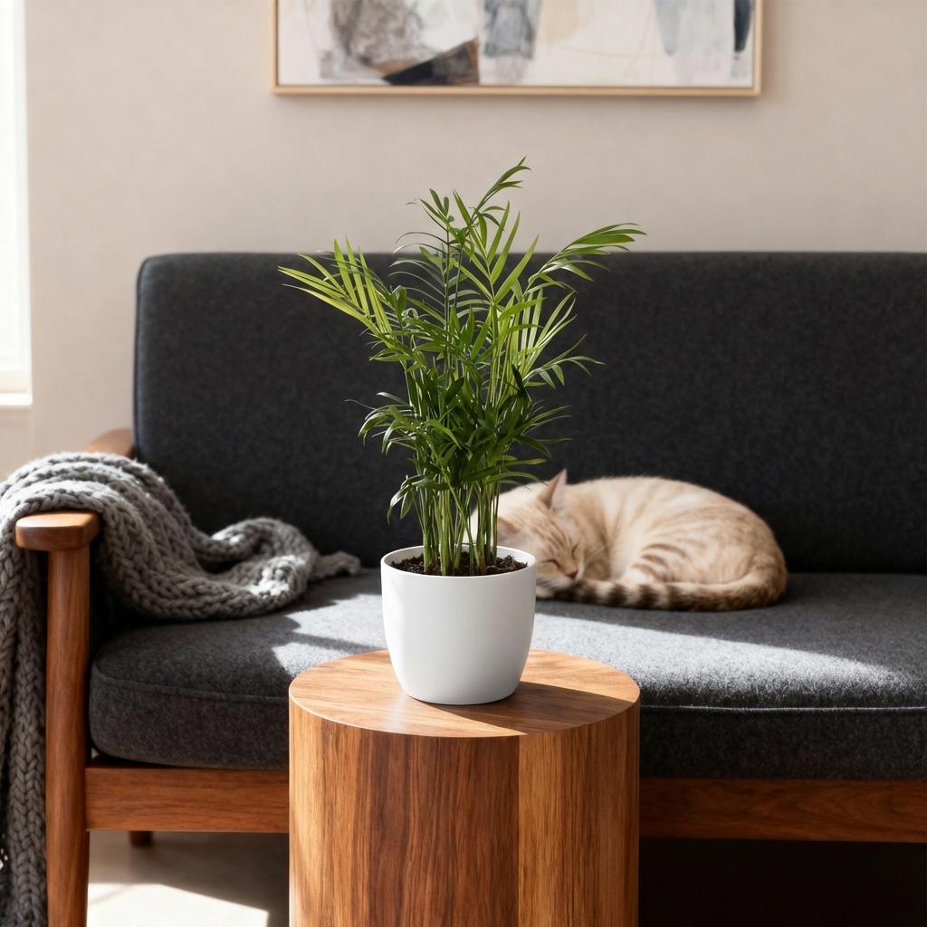 Kamerplant - Chamaedorea elegans - Goudpalm - Huisdiervriendelijke Plant - Groen - 2 Planten - met Potter Wit - Pot 12cm - Hoogte 15cm
