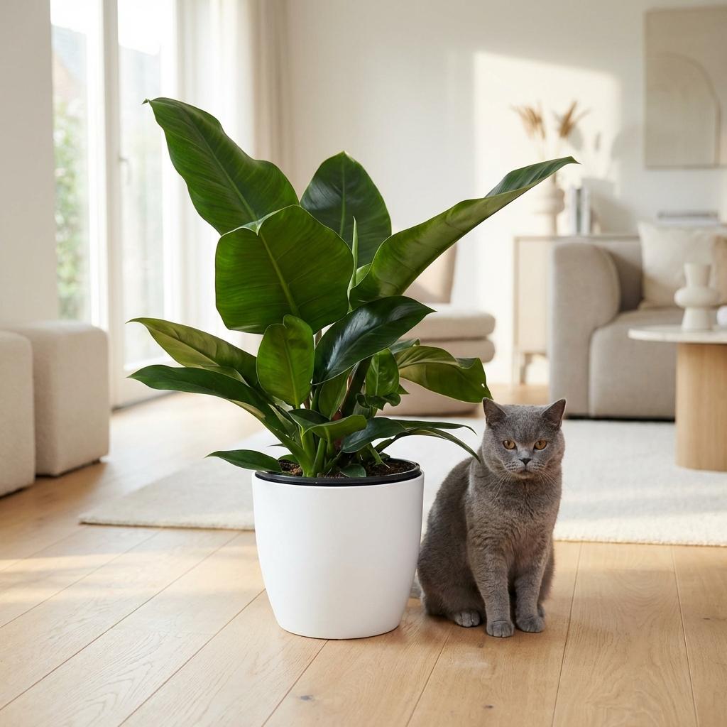 Kamerplant - Philodendron - Philodendron Imperial Green - Groen - Weinig onderhoud - 1 Plant - met Potter Wit - Pot 19cm - Hoogte 65cm