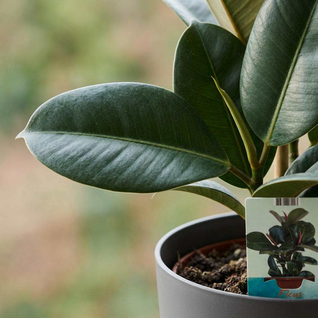 Kamerplant - Rubberplant - Ficus Elastica Cloe - Groen - Weinig onderhoud - 1 Plant - met Potter Grijs - Pot 19cm - Hoogte 65cm