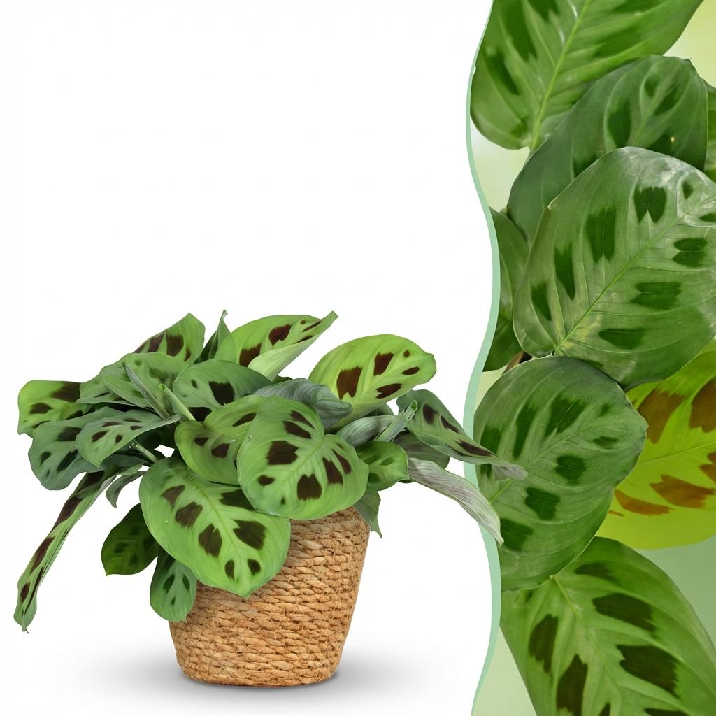 Kamerplant - Maranta Fascinator Kerchoveana - Zebraplant - Huisdiervriendelijke Plant - Groen - 1 Plant - met Mand - Pot 12cm - Hoogte 25cm
