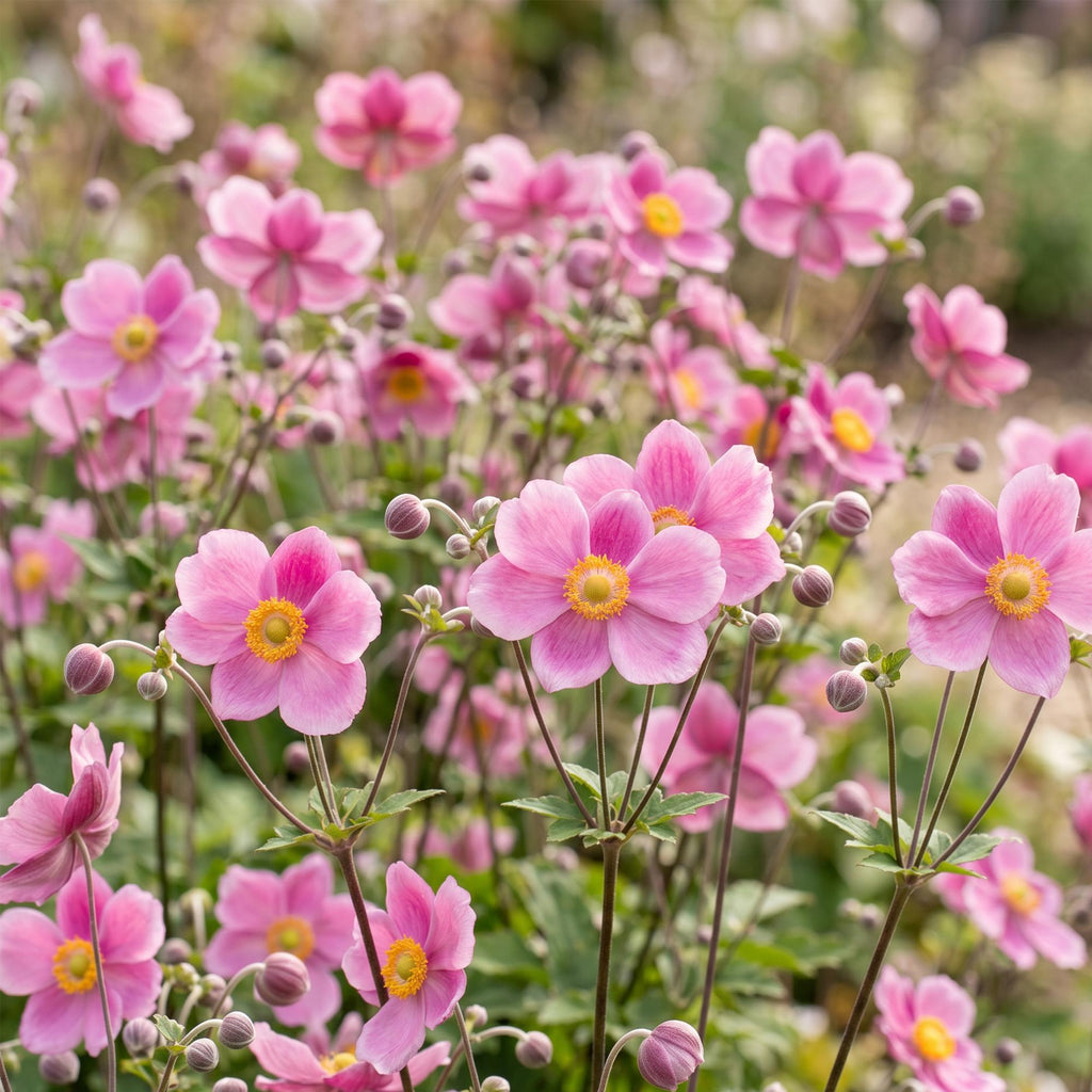Vasteplant - Anemone hup. Splendens - Herfst Anemoon - Schaduw - Donker Roze - 6 Planten - Pot 11cm - Hoogte 15-25cm
