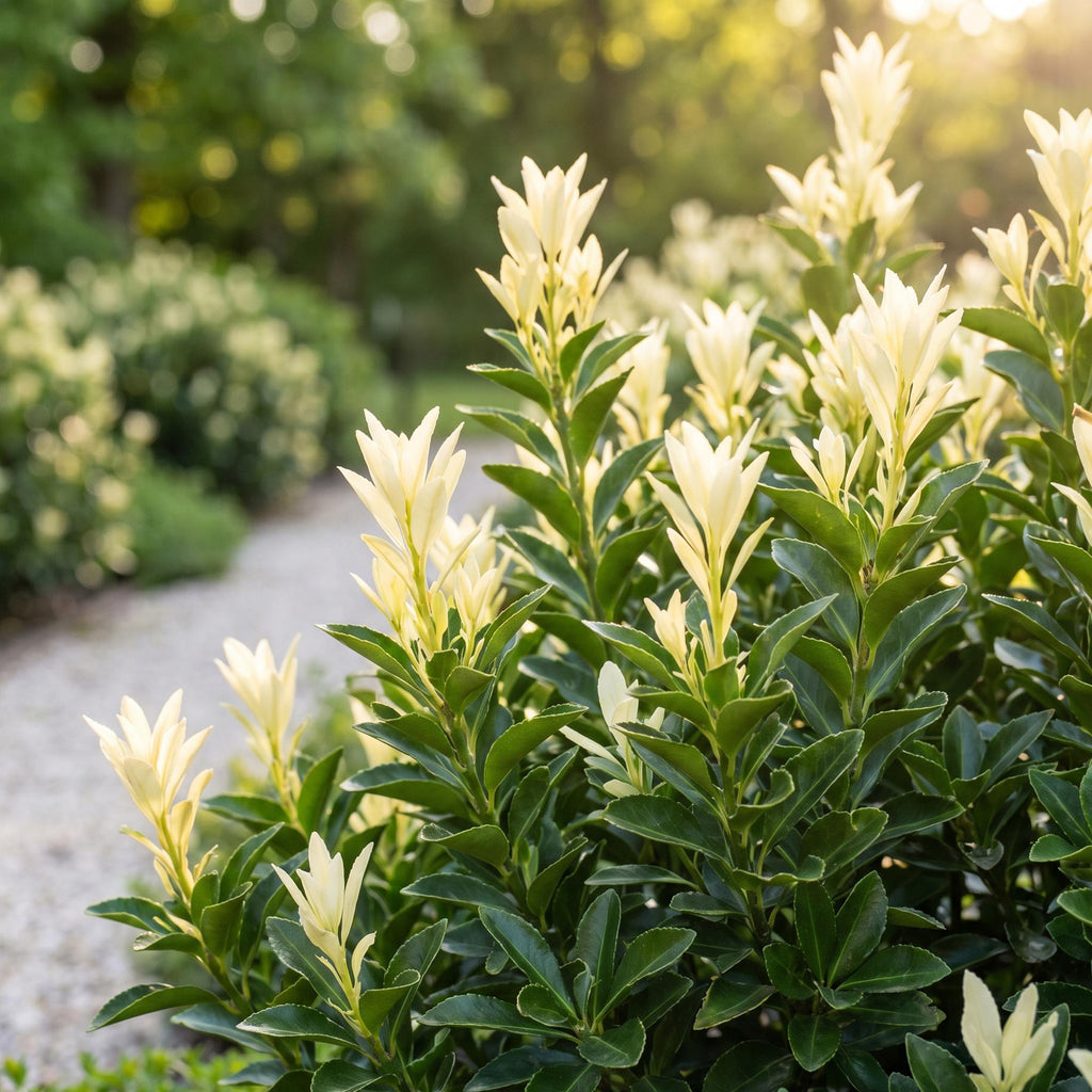 8x Euonymus japonica Paloma Blanca - Kardinaalsmuts - Haagplanten - Groenblijvend - Groen - Wit - Pot 9cm - Hoogte 20-30cm